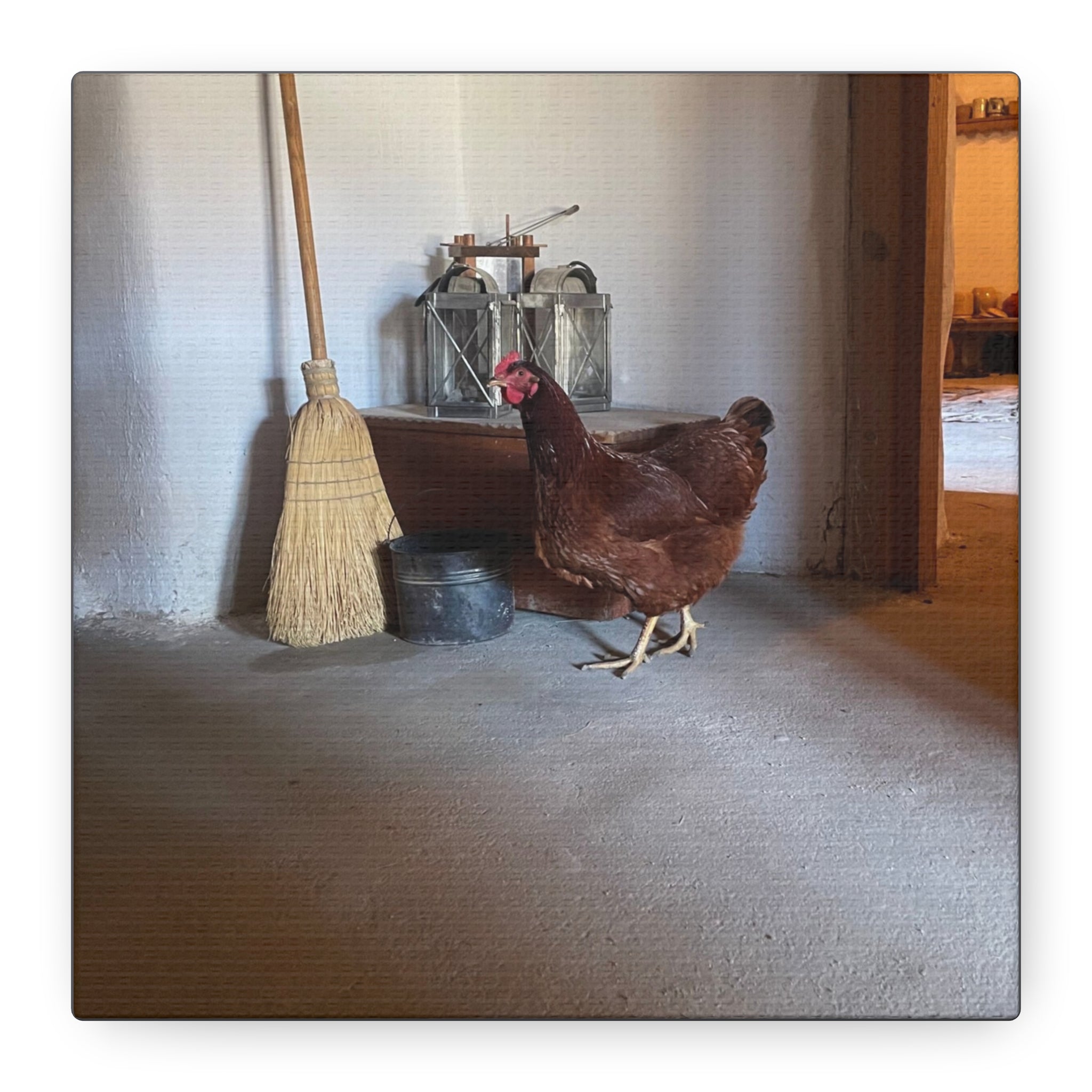 Farmhouse Chicken Canvas Print - Rustic Hen Matte Stretched Wall Art