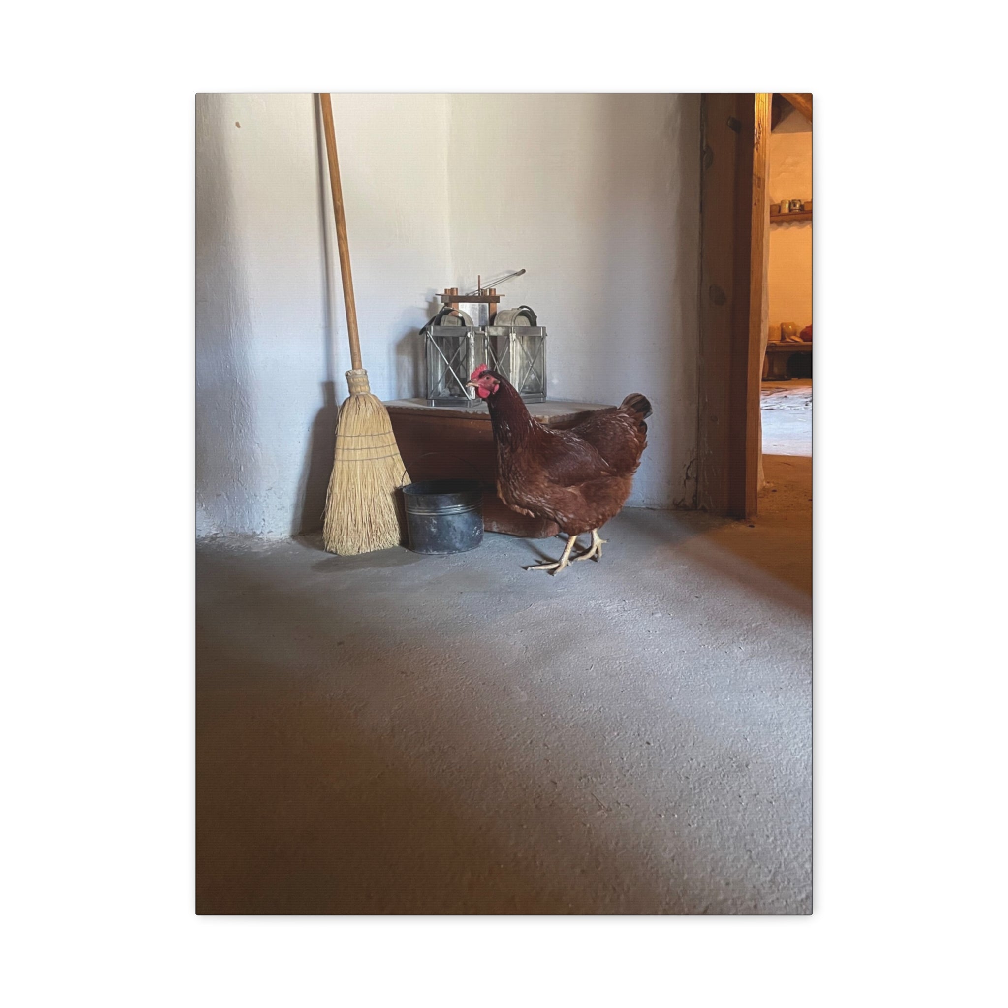 Farmhouse Chicken Canvas Print - Rustic Hen Matte Stretched Wall Art