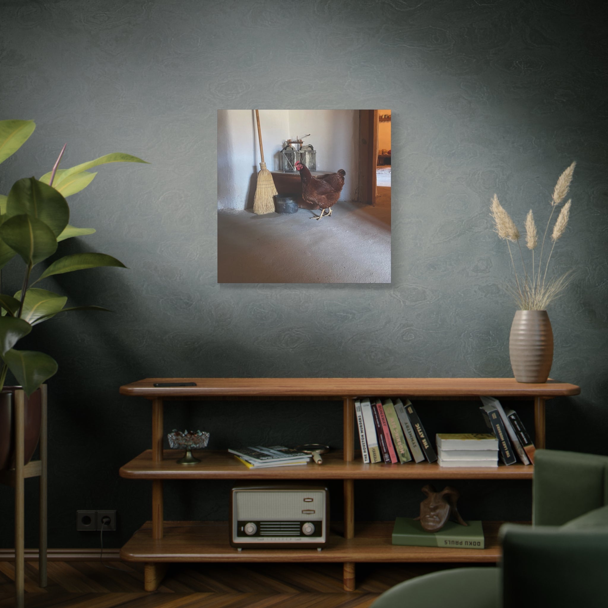 Farmhouse Chicken Canvas Print - Rustic Hen Matte Stretched Wall Art