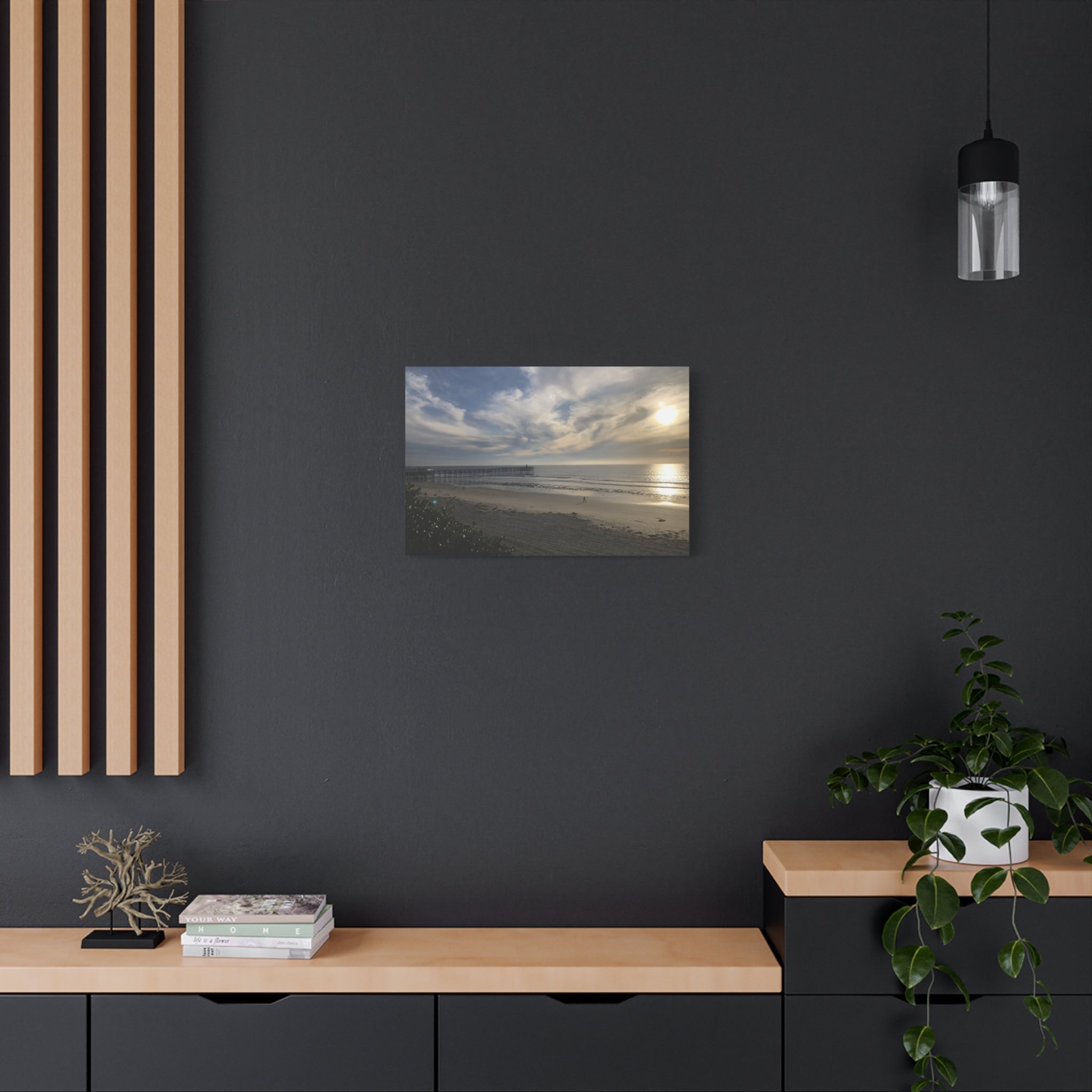 Sunset Pier Beach Canvas Print — Matte Stretched Wall Art