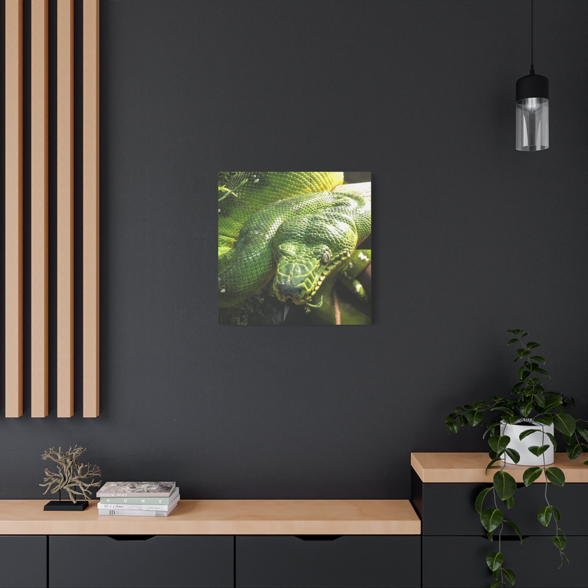 Green Tree Python Canvas Print — Tropical Snake Wall Art (Matte Stretched)