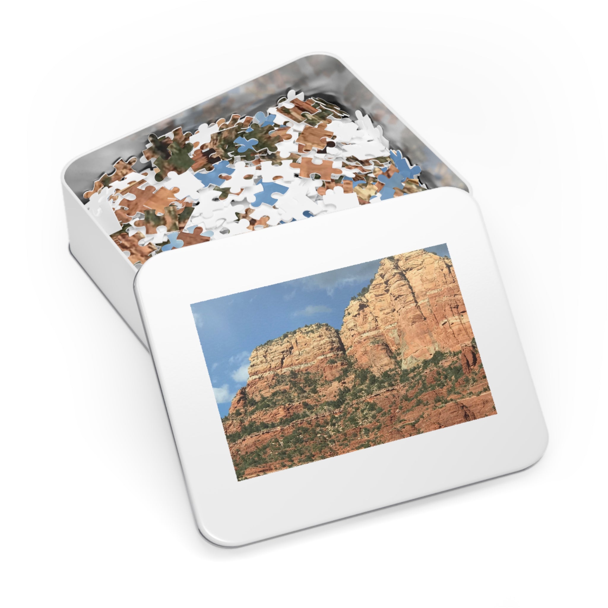 Red Rock Canyon Landscape Jigsaw Puzzle with Tin – Scenic Puzzle Gift