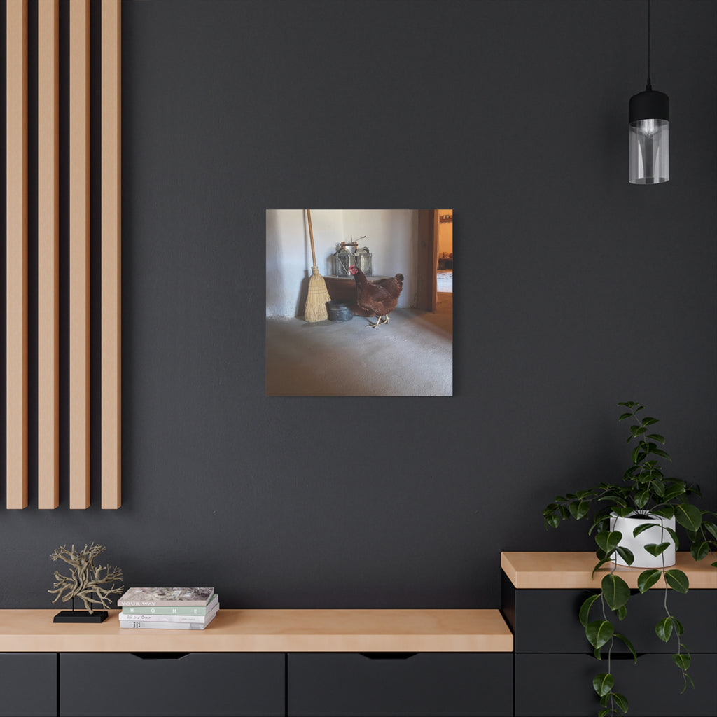 Farmhouse Chicken Canvas Print - Rustic Hen Matte Stretched Wall Art