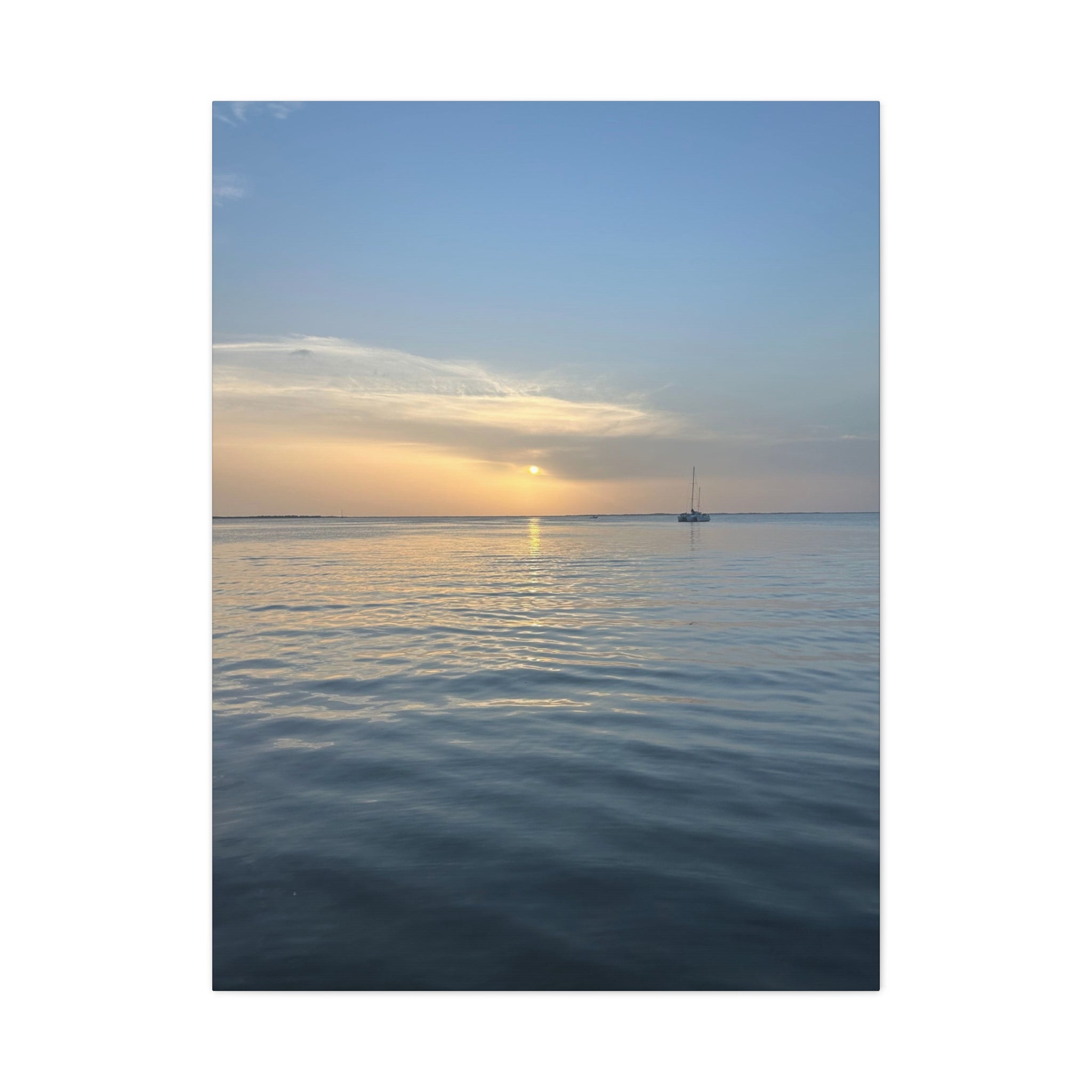 Sunset Sail Matte Canvas Print — Tranquil Ocean Wall Art, Stretched 1.25"