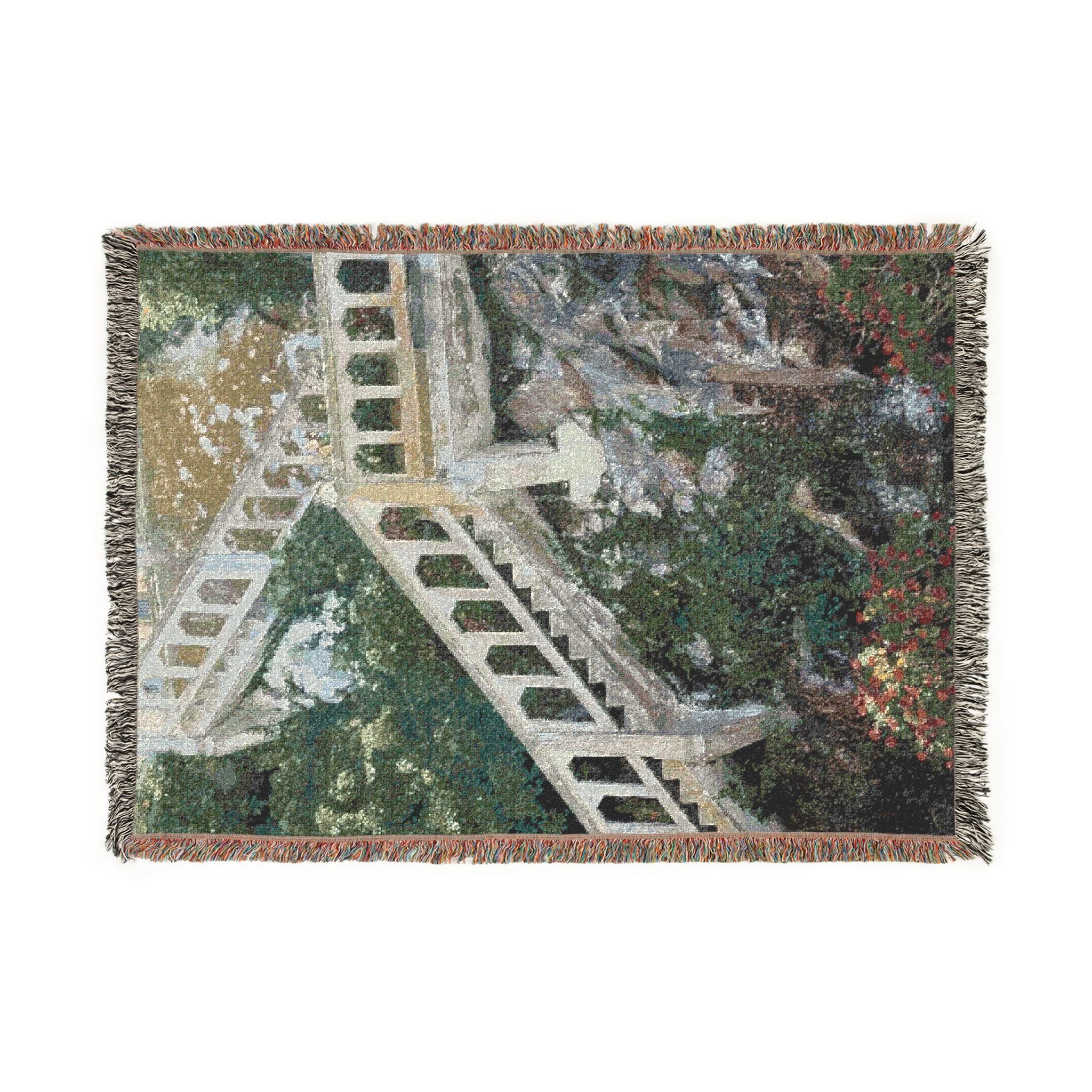 Woven Blanket — Scenic Stone Staircase Tapestry Throw