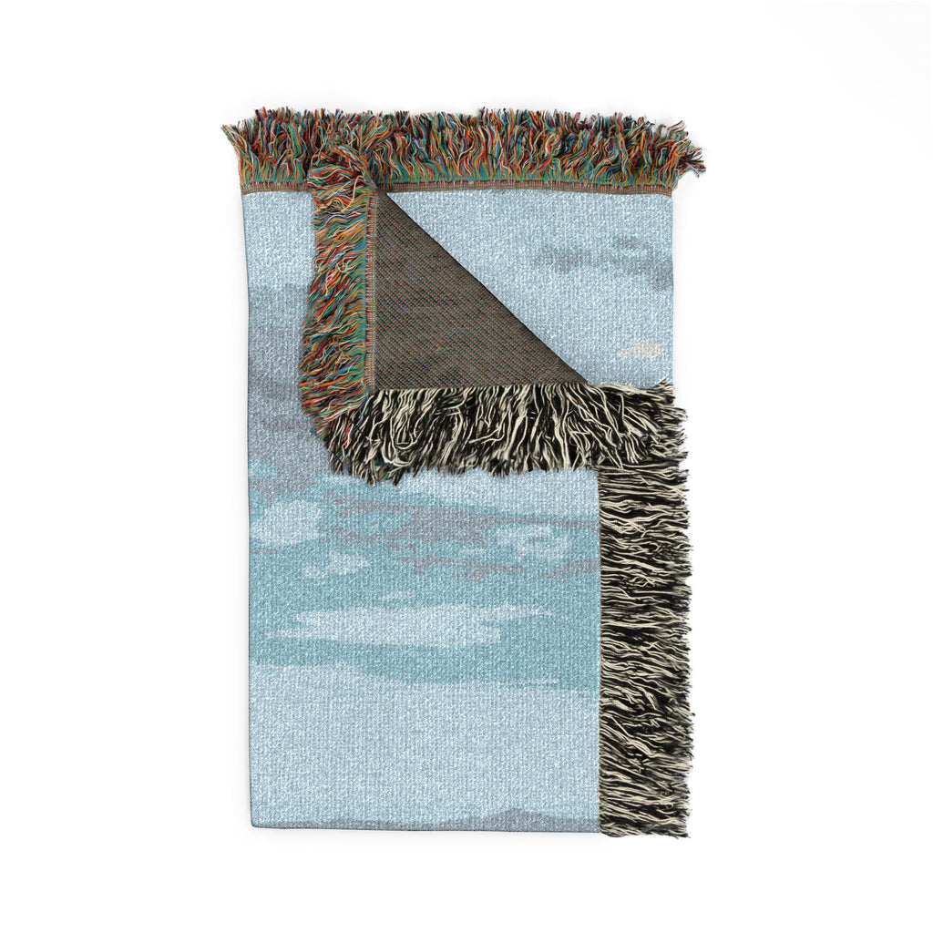 Scenic Mountaintop Woven Blanket – Vintage Landscape Throw for Living Room, Cabin, or Travel