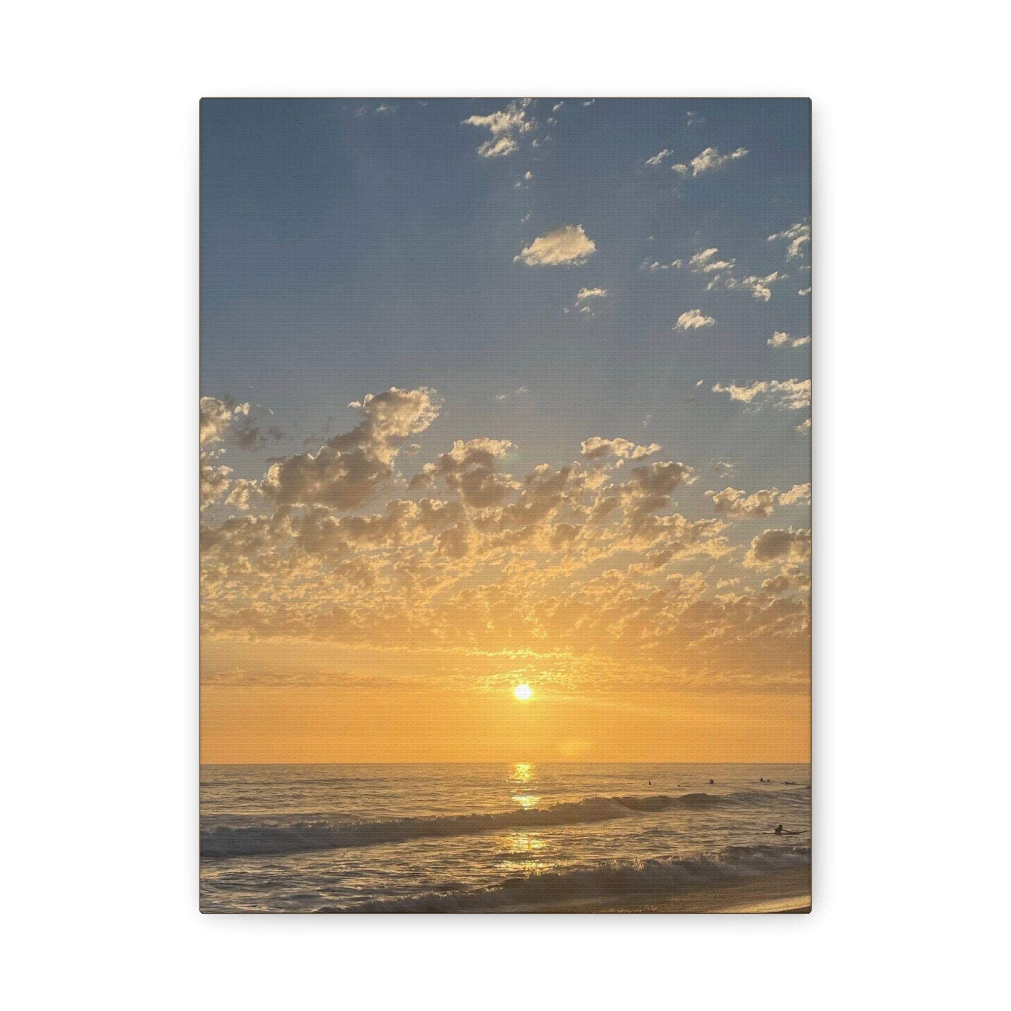 Sunset Over Ocean Matte Canvas Print — Beach Sunrise Wall Art (Stretched 1.25")