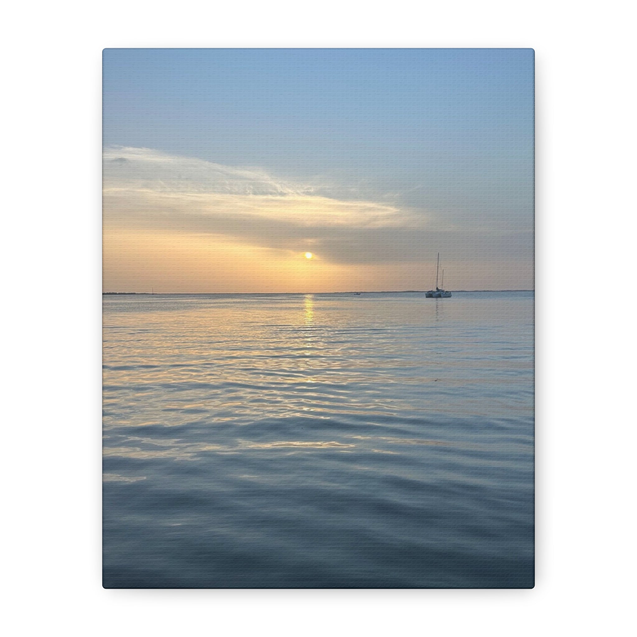 Sunset Sail Matte Canvas Print — Tranquil Ocean Wall Art, Stretched 1.25"