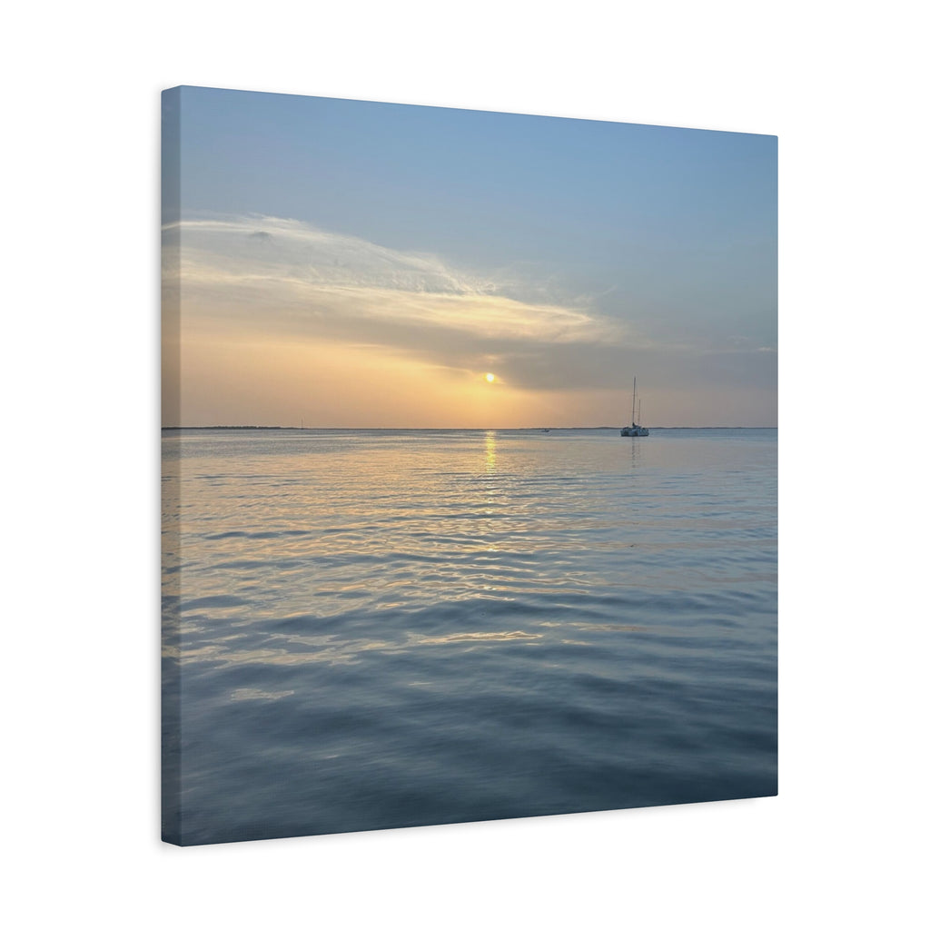 Sunset Sail Matte Canvas Print — Tranquil Ocean Wall Art, Stretched 1.25"