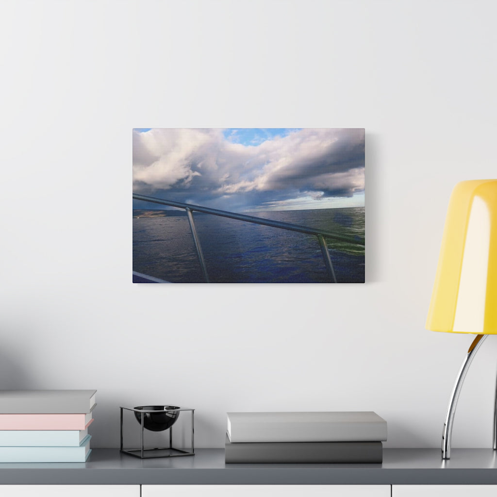 Ocean Horizon Boat Ride Matte Canvas Print – Stretched Seascape Wall Art