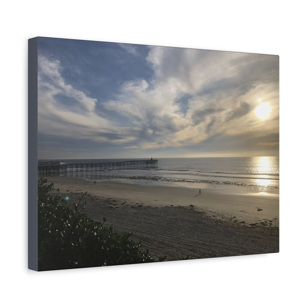 Sunset Pier Beach Canvas Print — Matte Stretched Wall Art