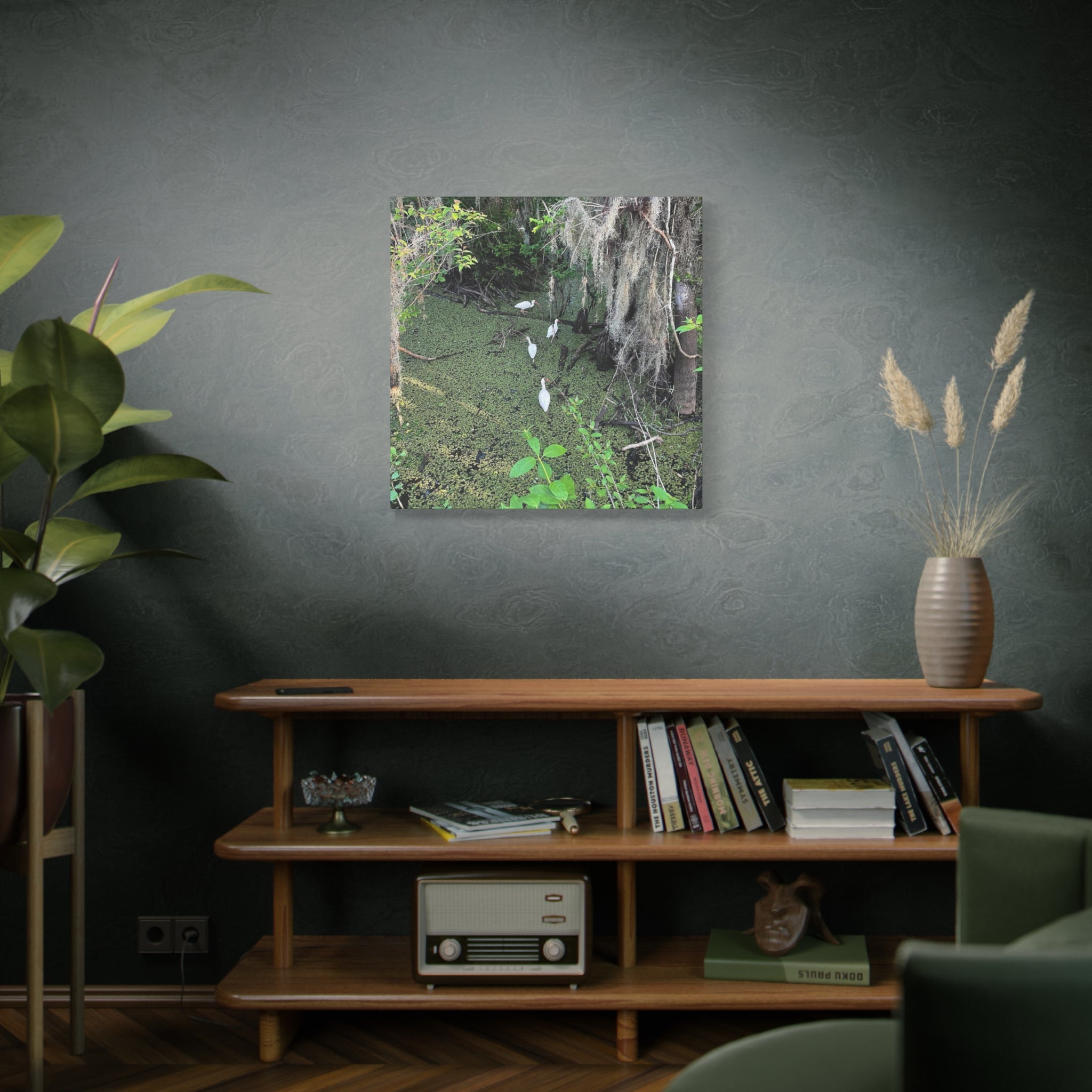 Swamp Egrets Canvas Print — Matte Stretched Nature Wall Art