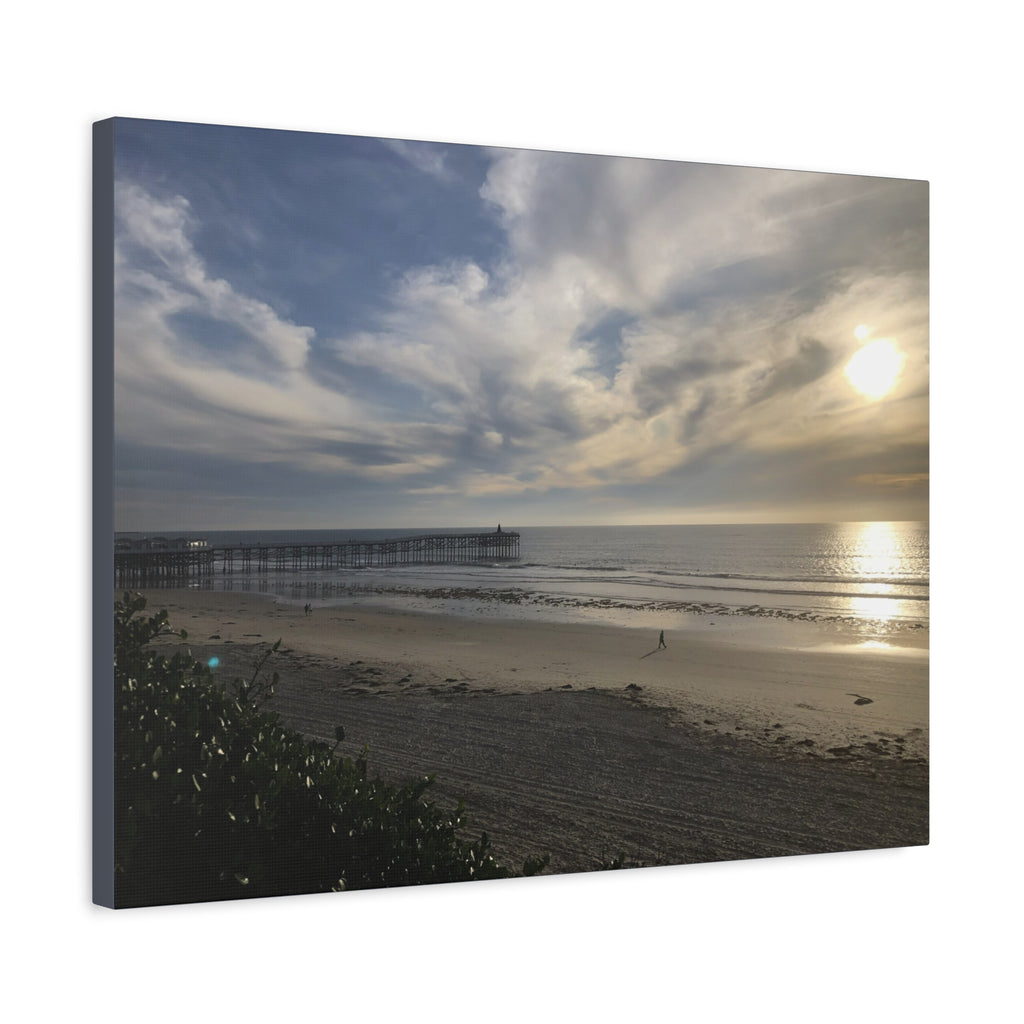 Sunset Pier Beach Canvas Print — Matte Stretched Wall Art