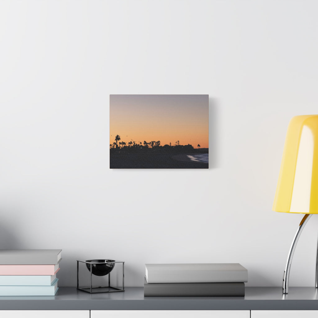 Sunset Beach Silhouette Matte Canvas Print