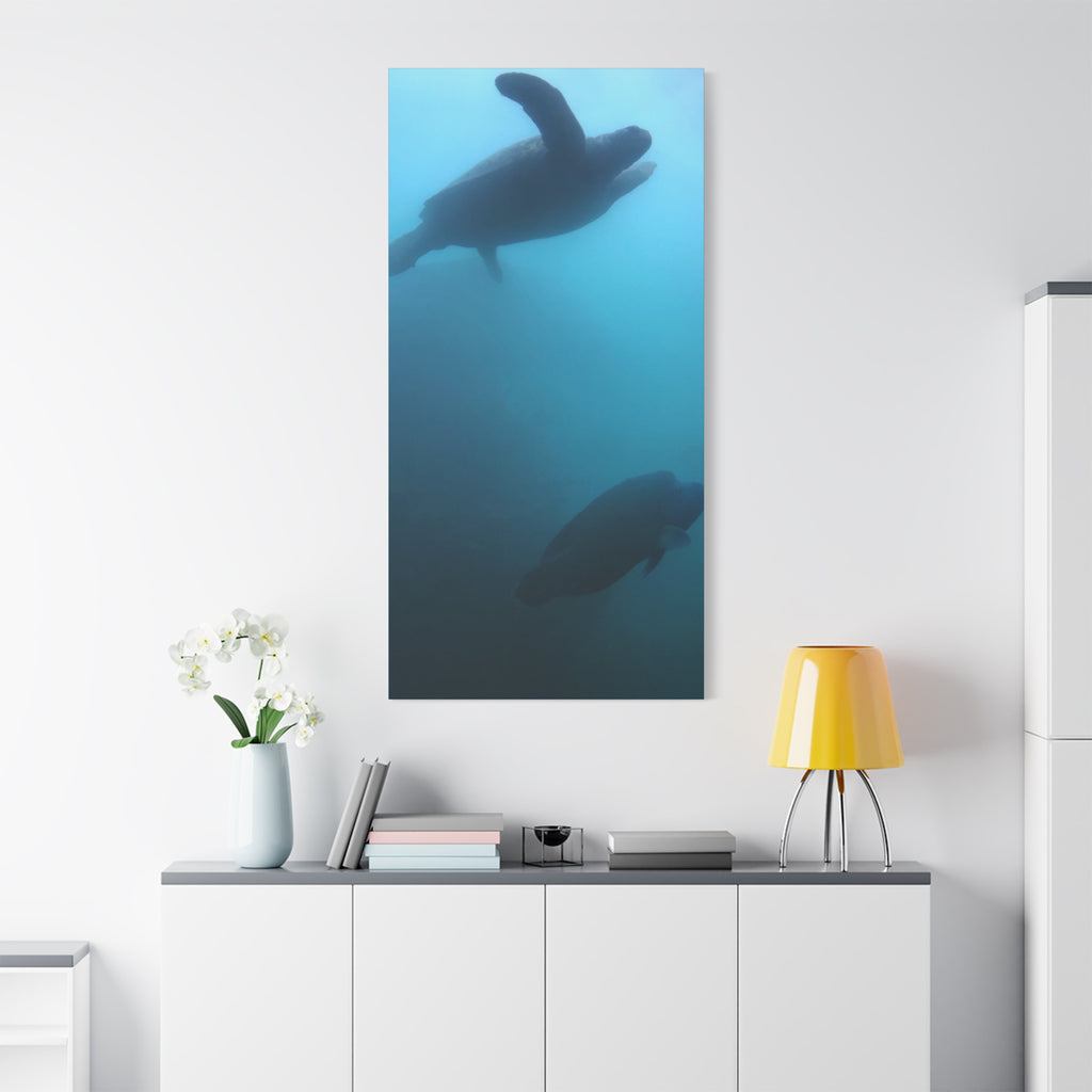 Sea Turtle and Humphead Wrasse Ocean Canvas Wall Art — Matte Stretched 1.25"