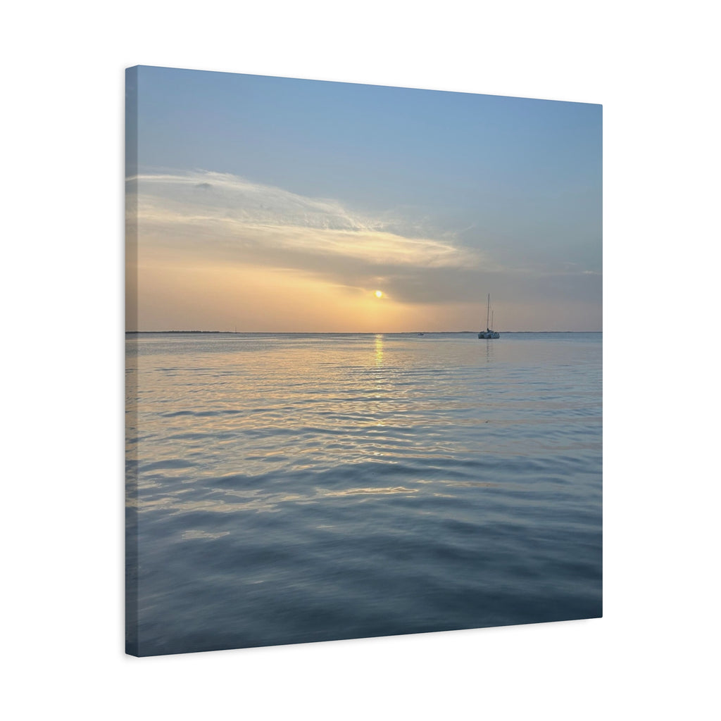 Sunset Sail Matte Canvas Print — Tranquil Ocean Wall Art, Stretched 1.25"