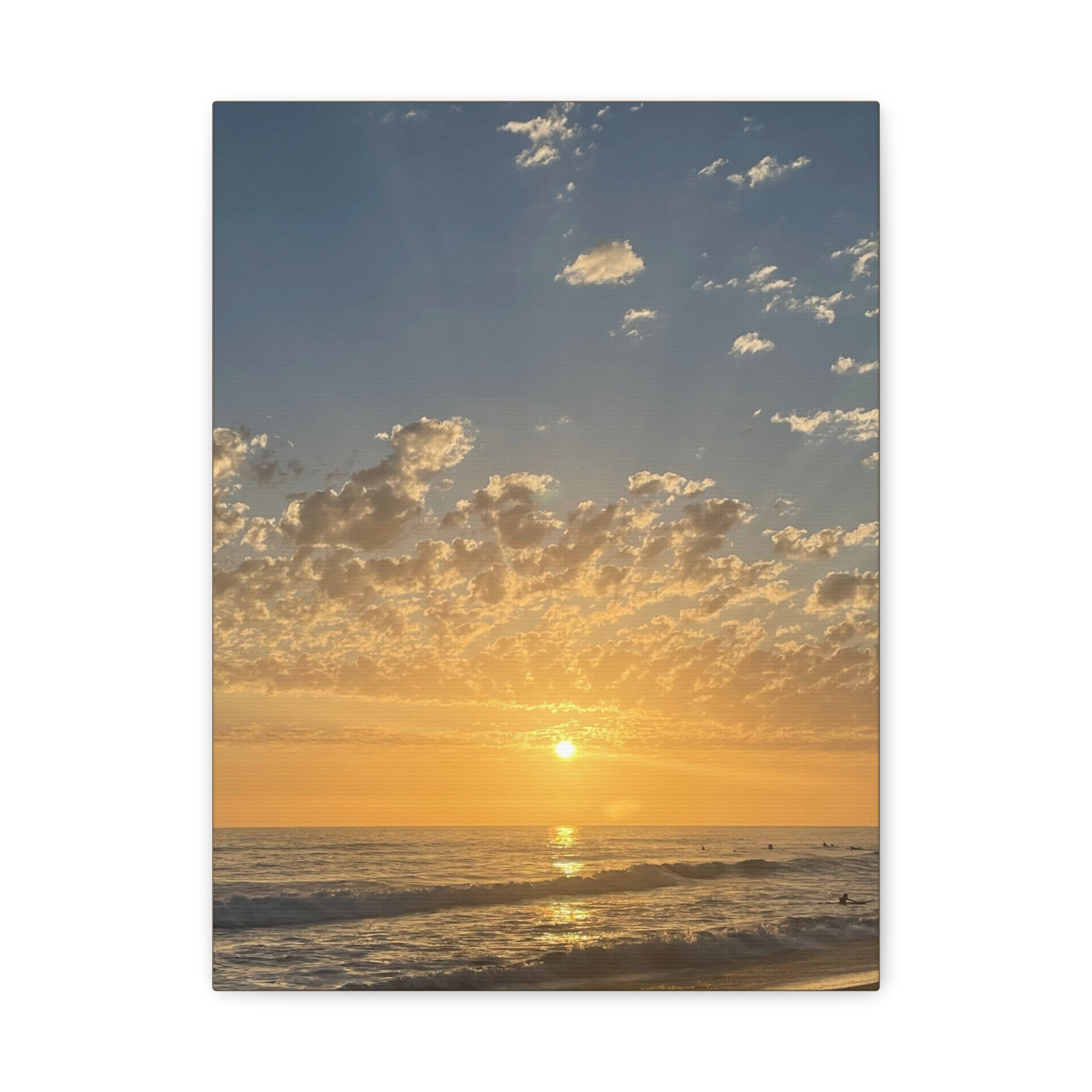 Sunset Over Ocean Matte Canvas Print — Beach Sunrise Wall Art (Stretched 1.25")
