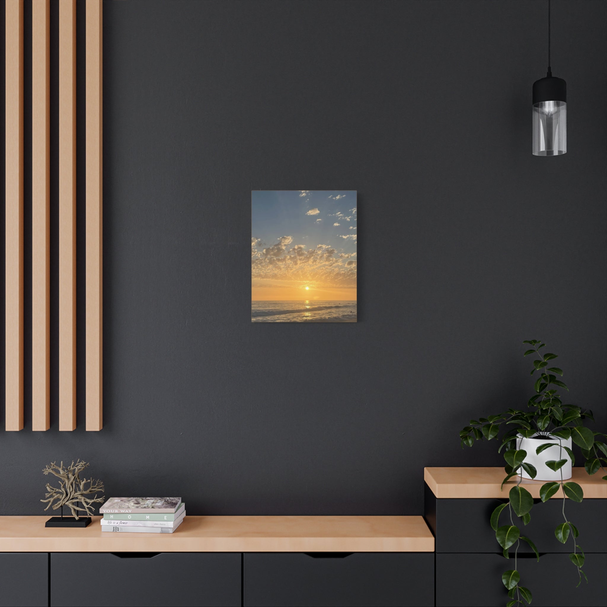 Sunset Over Ocean Matte Canvas Print — Beach Sunrise Wall Art (Stretched 1.25")