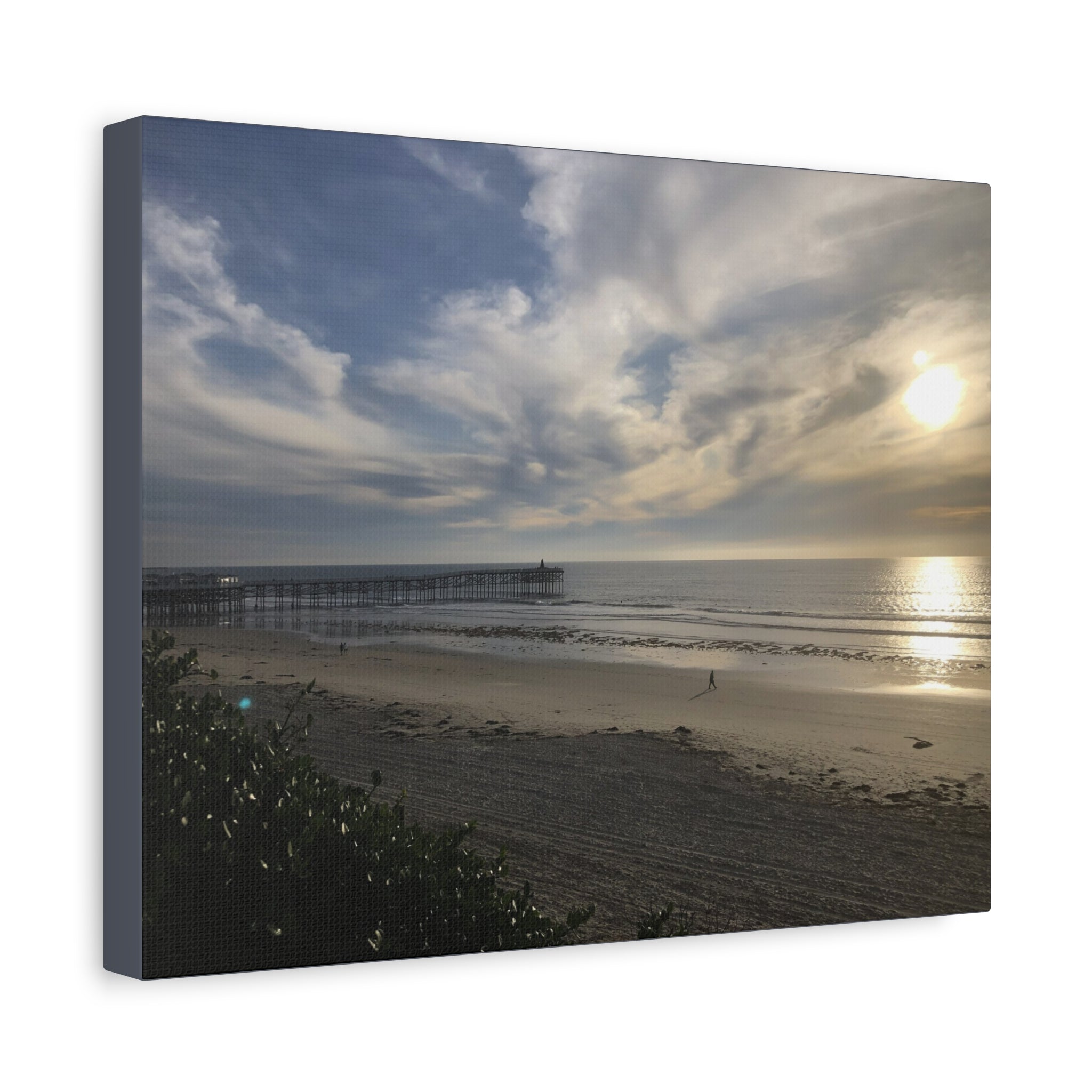 Sunset Pier Beach Canvas Print — Matte Stretched Wall Art