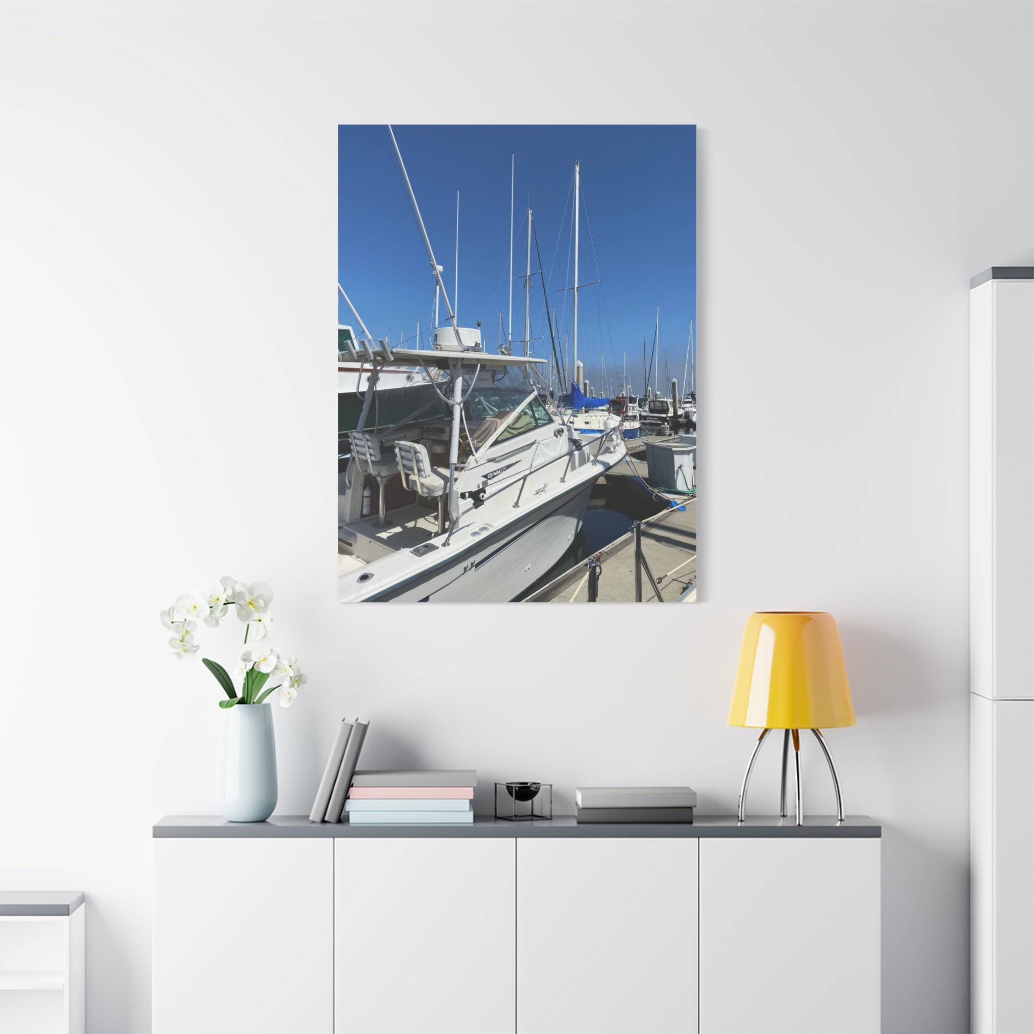 Marina Yacht Canvas Print – Stretched Matte Harbor Wall Art