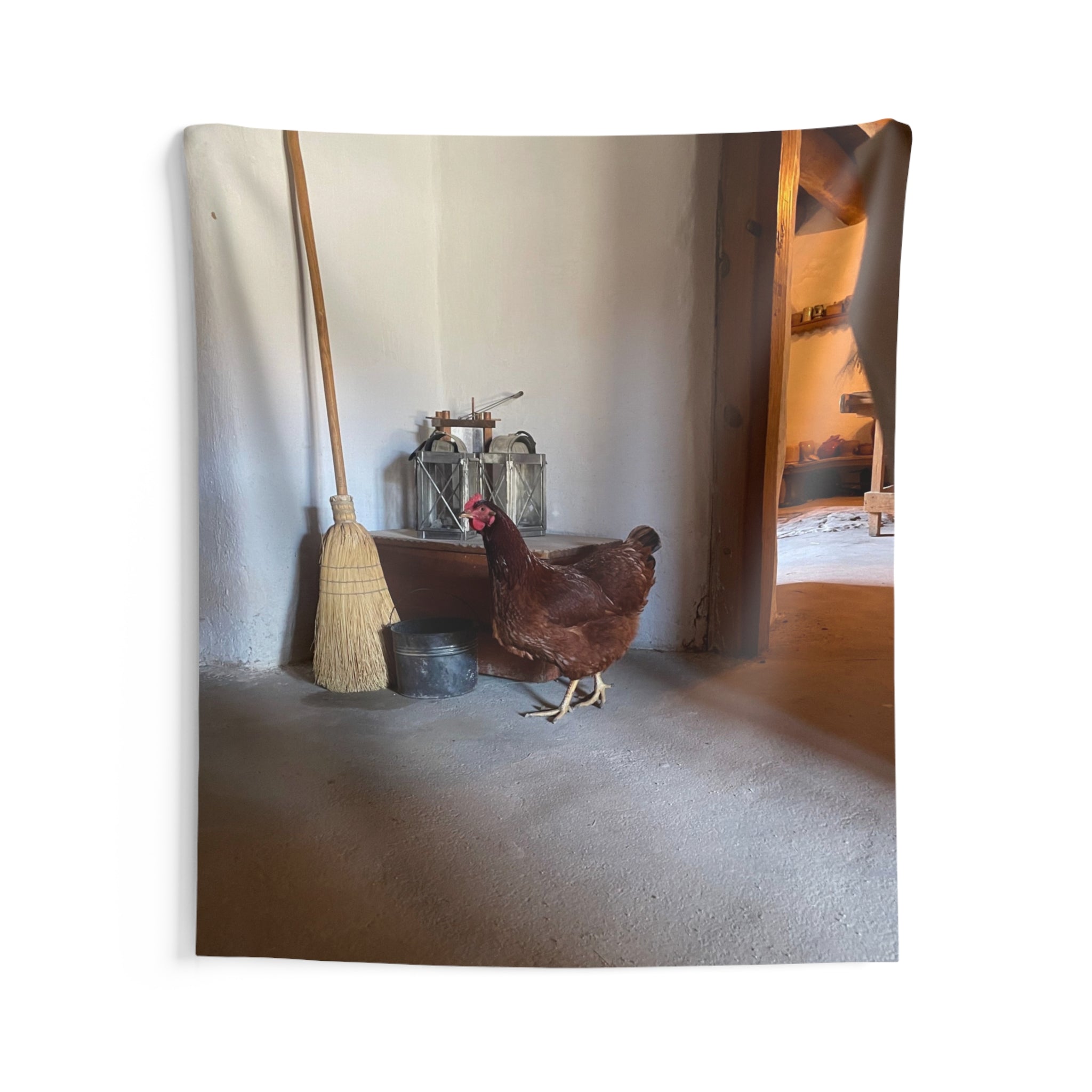 Chicken Photo Tapestry — Rustic Farmhouse Indoor Wall Decor