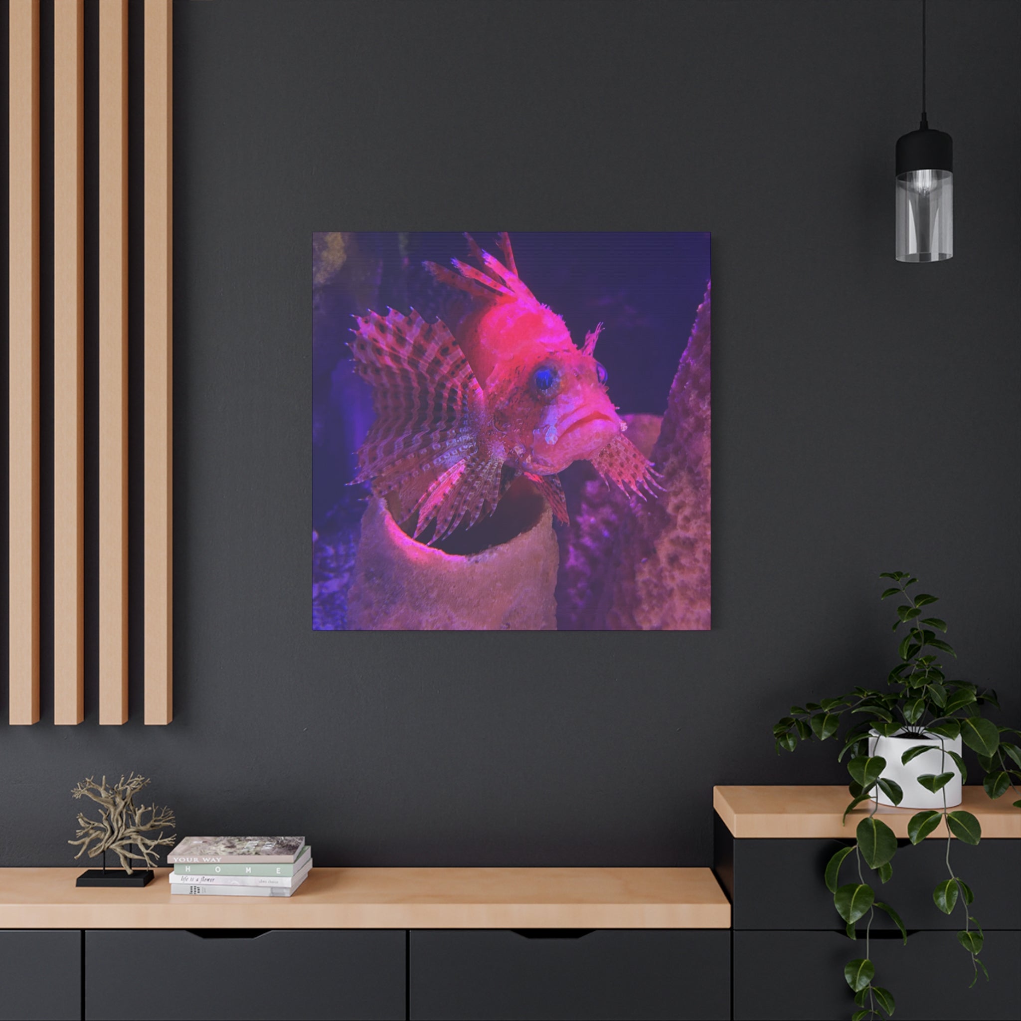 Fuzzy Dwarf Lionfish Canvas Print — Vibrant Marine Wall Art (1.25" Stretched)