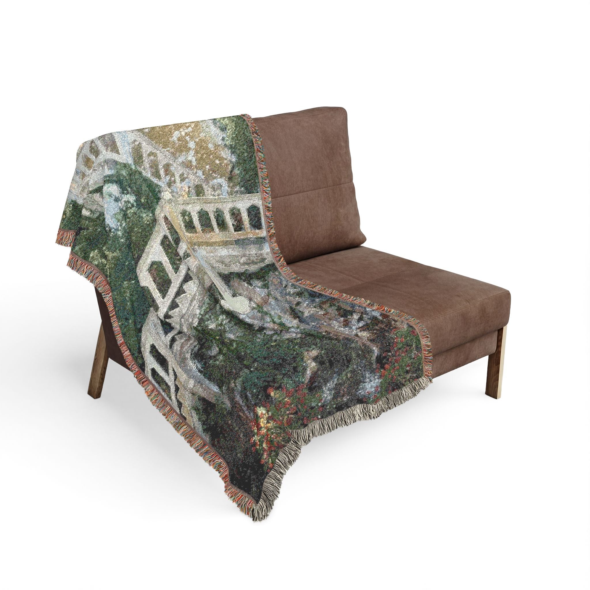 Woven Blanket — Scenic Stone Staircase Tapestry Throw