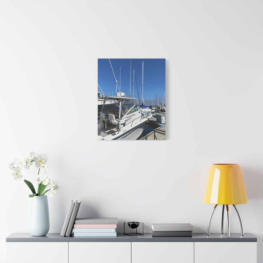 Marina Yacht Canvas Print – Stretched Matte Harbor Wall Art