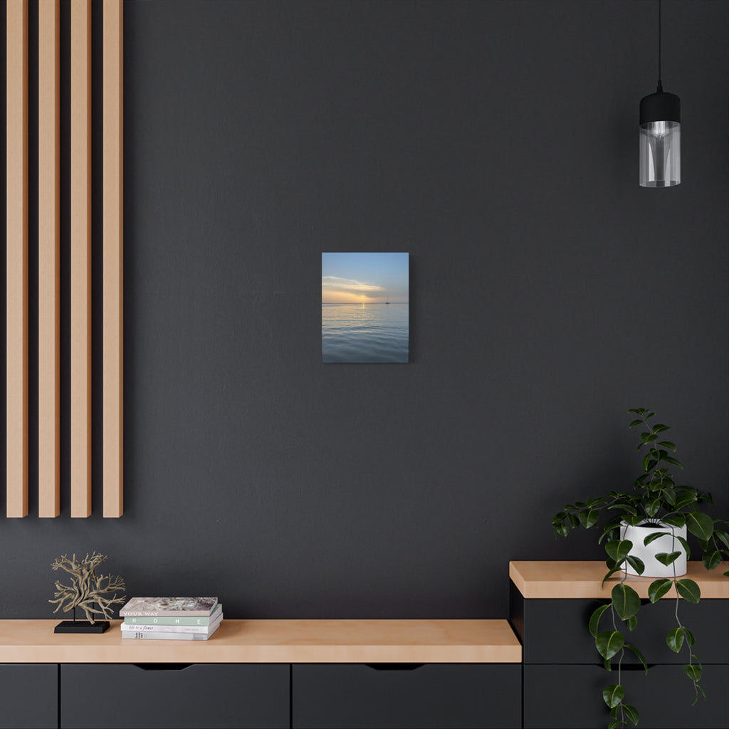 Sunset Sail Matte Canvas Print — Tranquil Ocean Wall Art, Stretched 1.25"