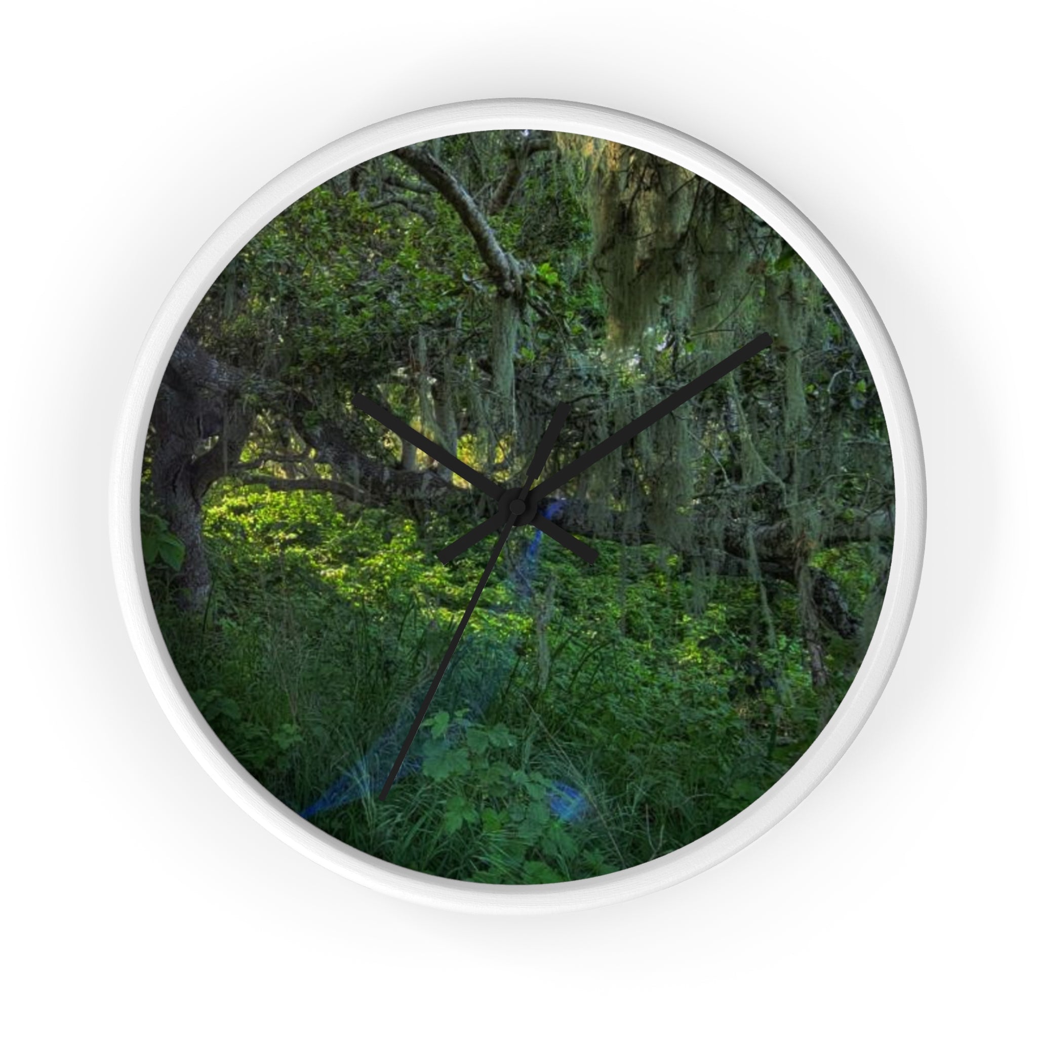 Mossy Forest Wall Clock — Tranquil Green Woodland Timepiece