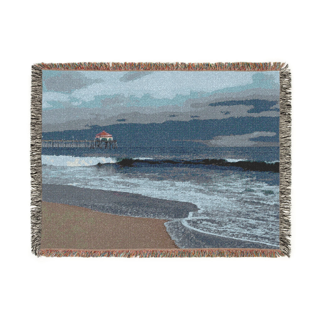 Coastal Pier Woven Blanket – Scenic Beach Throw