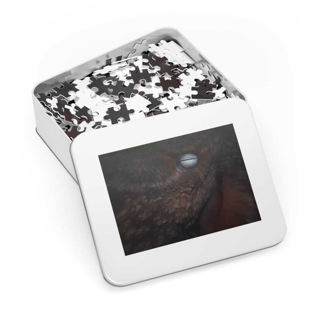 Octopus Eye Jigsaw Puzzle with Tin — Dark Ocean Marine Life Puzzle Gift
