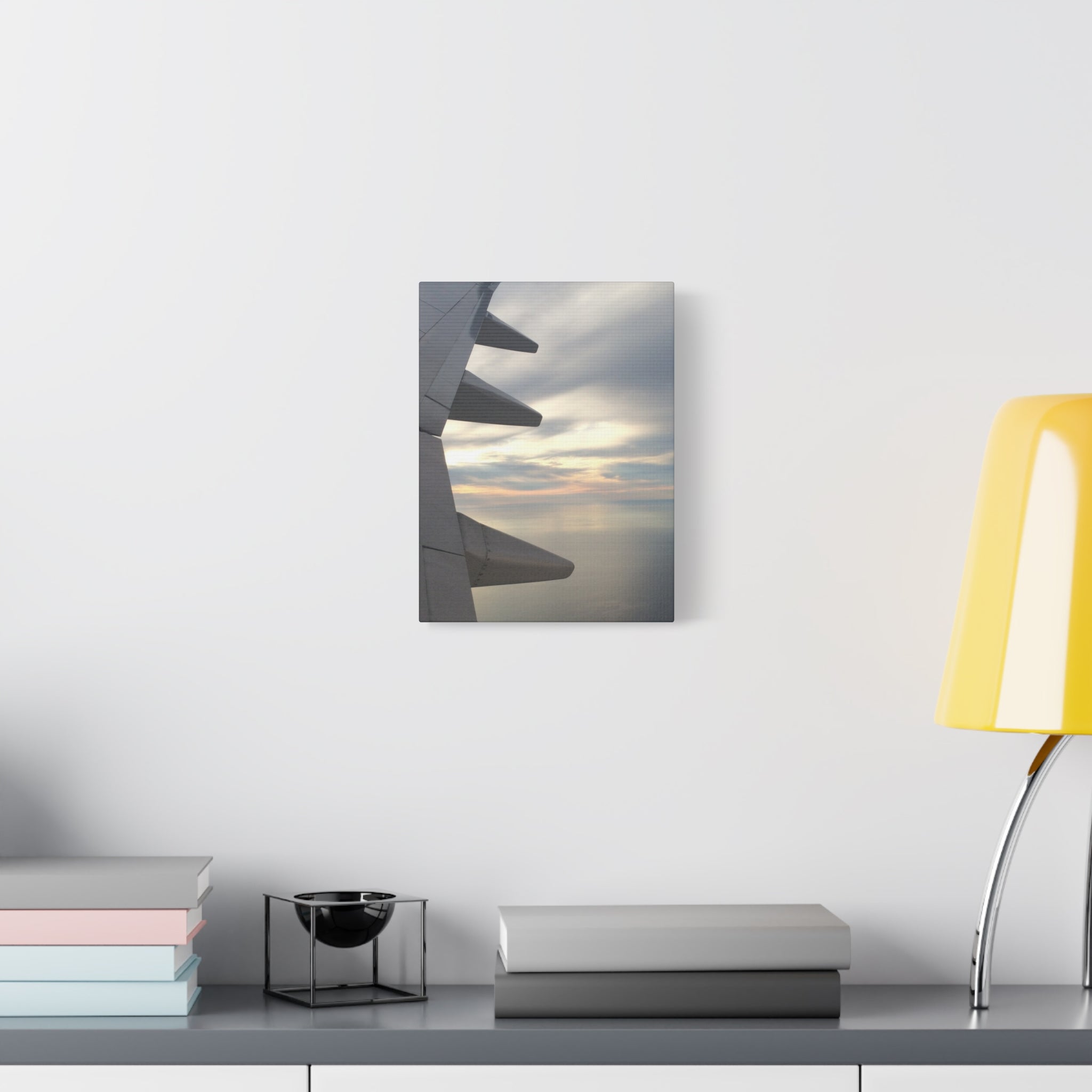 Airplane Wing Sunset Canvas Print — Matte Stretched Wall Art