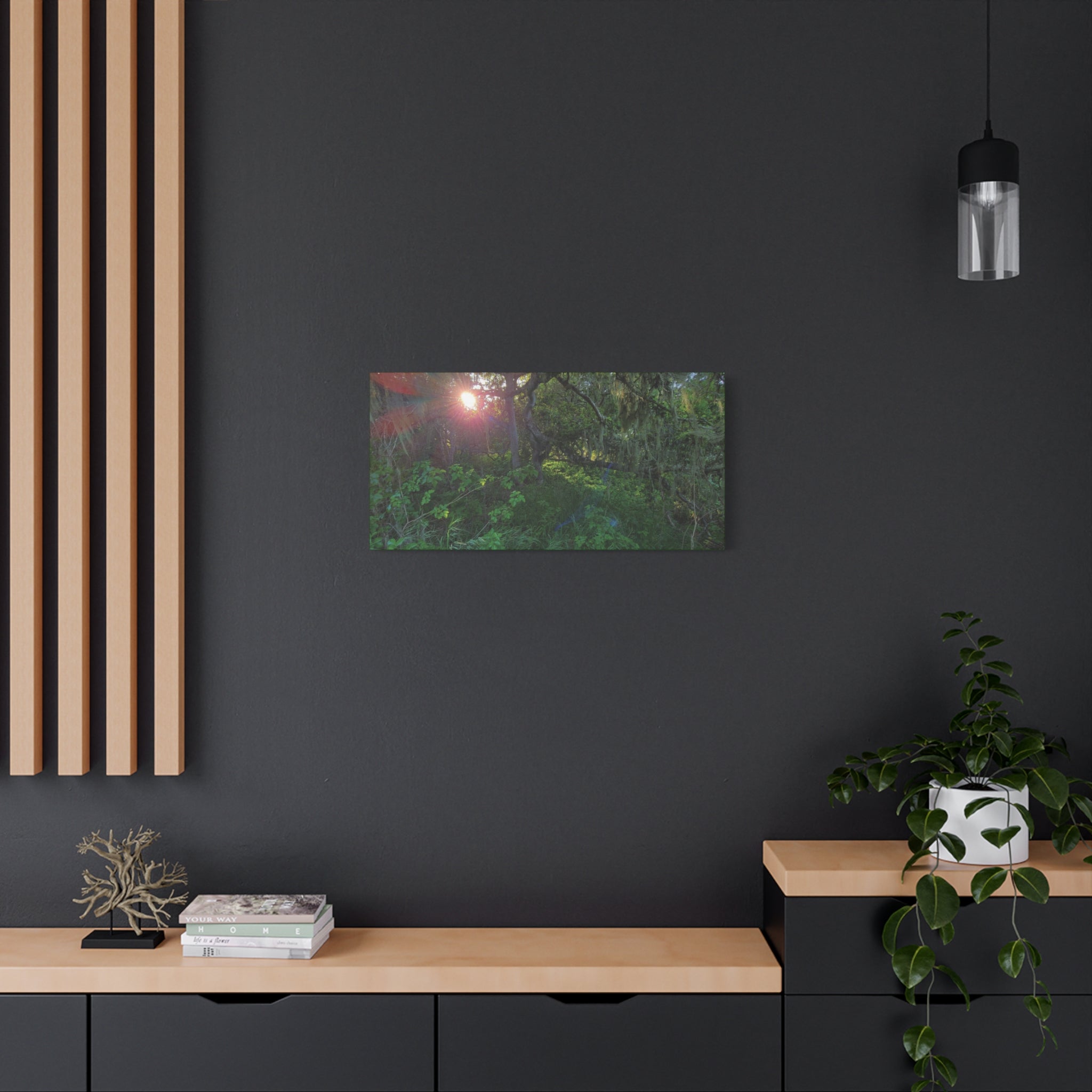 Sunlit Mossy Forest Canvas — Matte Stretched Wall Art