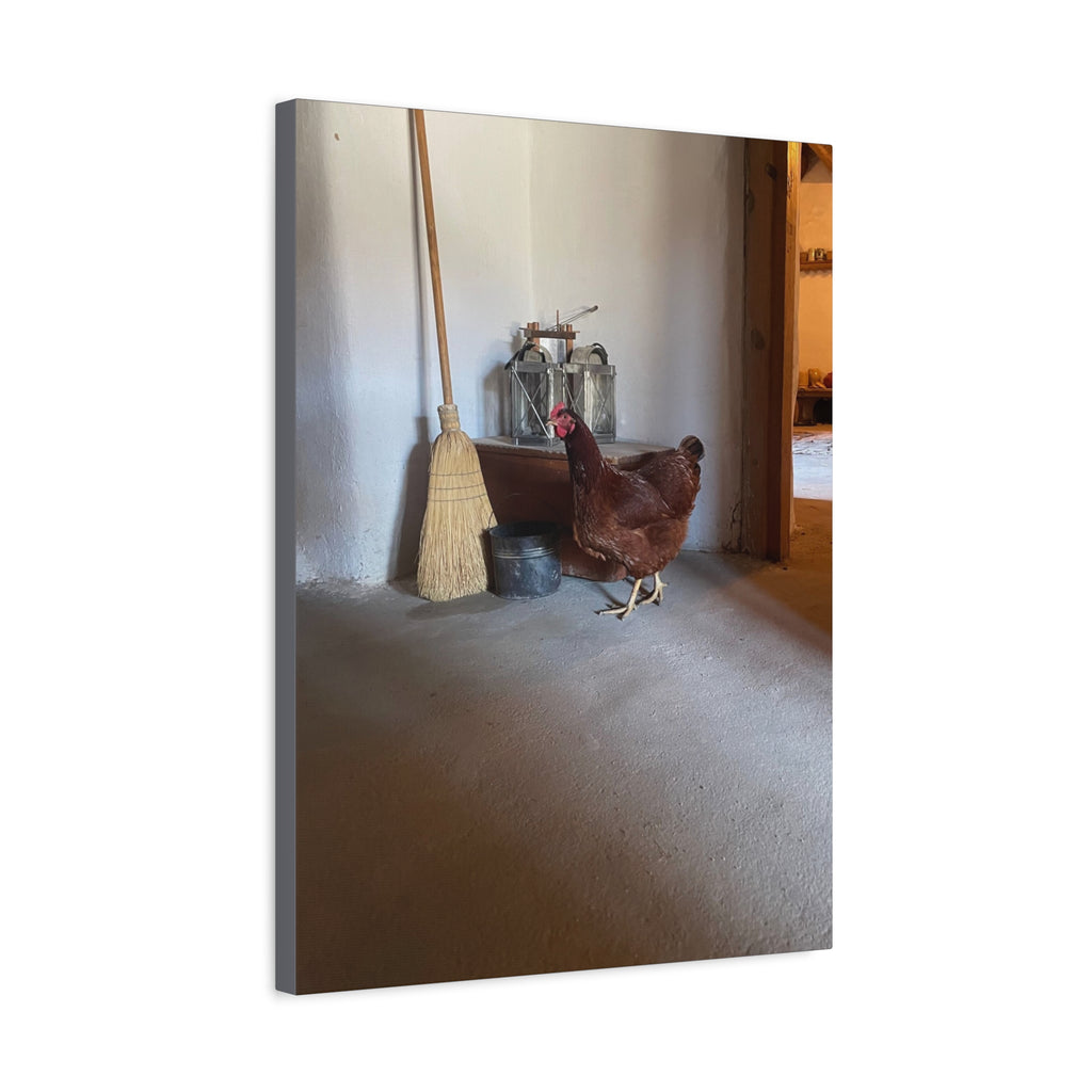 Farmhouse Chicken Canvas Print - Rustic Hen Matte Stretched Wall Art