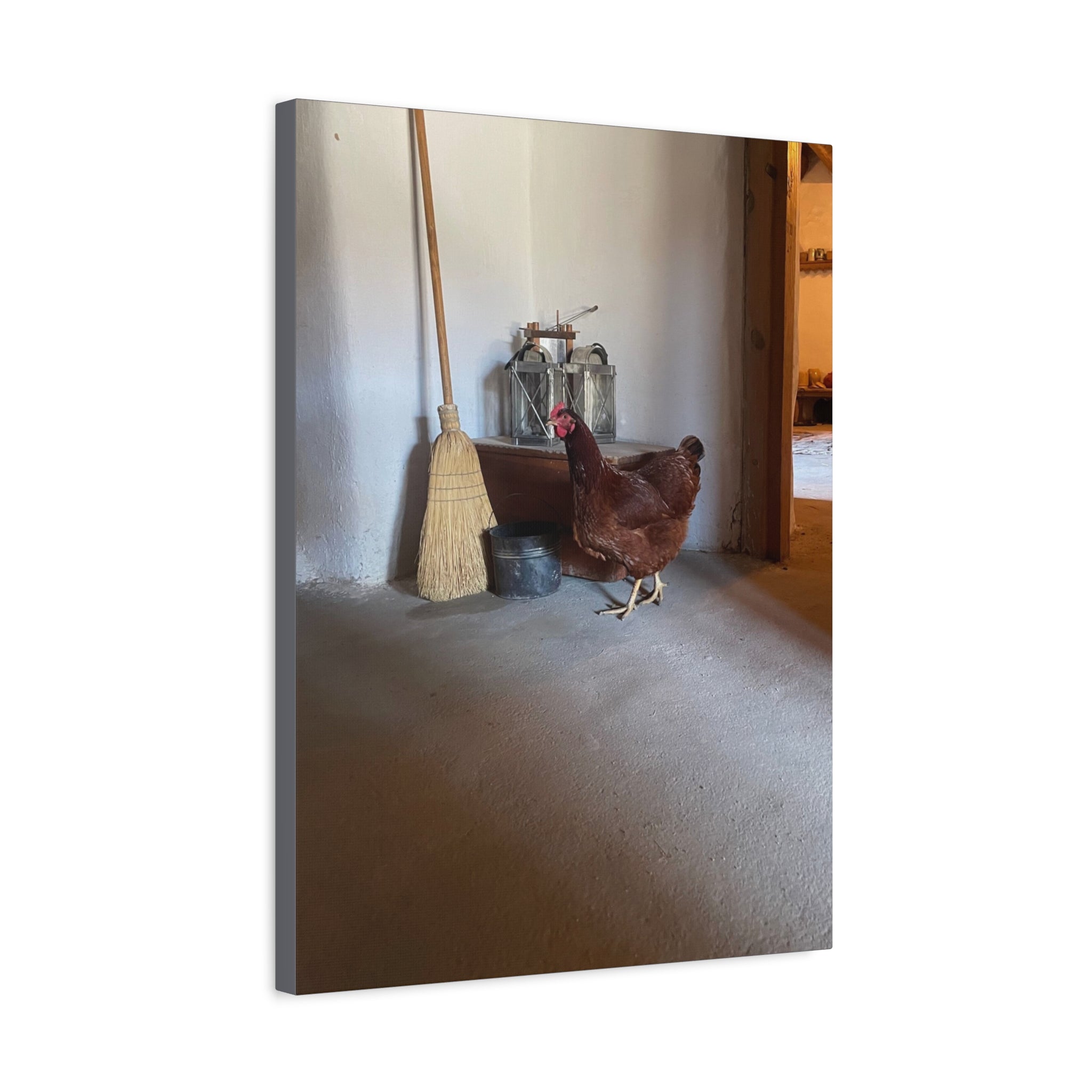 Farmhouse Chicken Canvas Print - Rustic Hen Matte Stretched Wall Art
