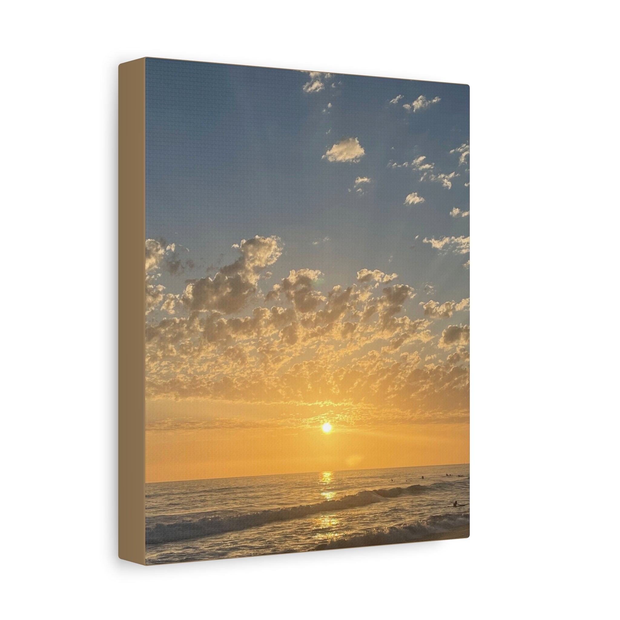 Sunset Over Ocean Matte Canvas Print — Beach Sunrise Wall Art (Stretched 1.25")