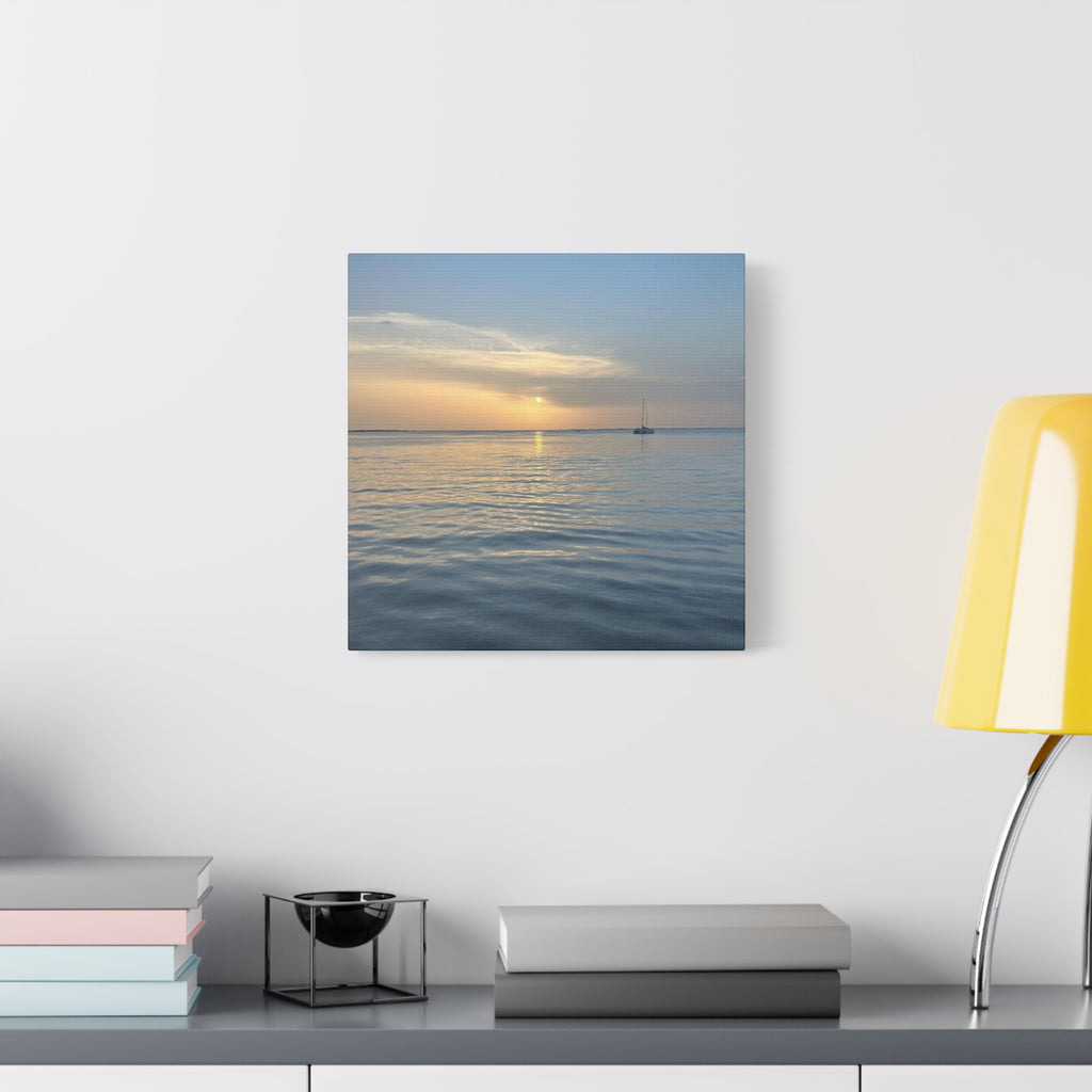 Sunset Sail Matte Canvas Print — Tranquil Ocean Wall Art, Stretched 1.25"