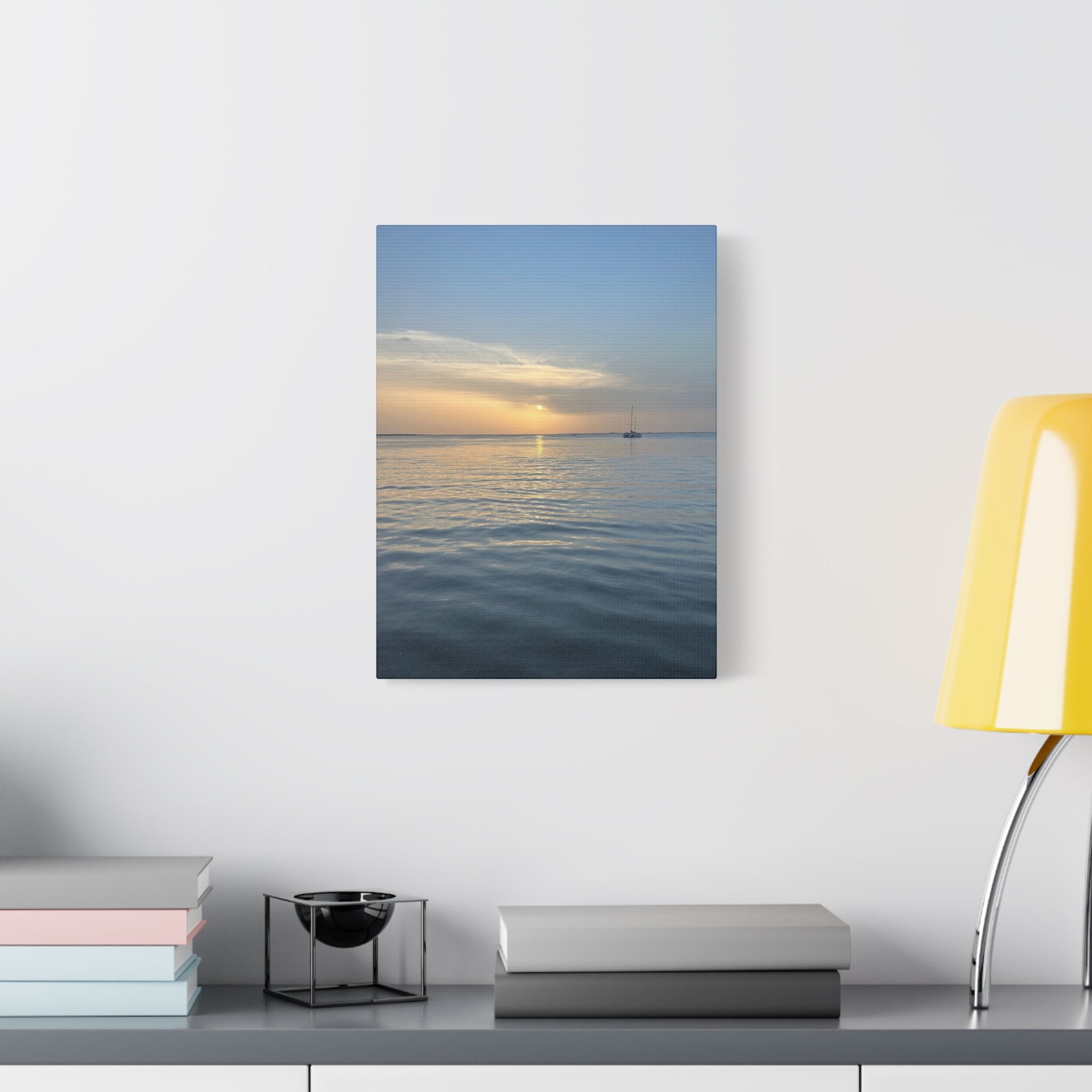 Sunset Sail Matte Canvas Print — Tranquil Ocean Wall Art, Stretched 1.25"