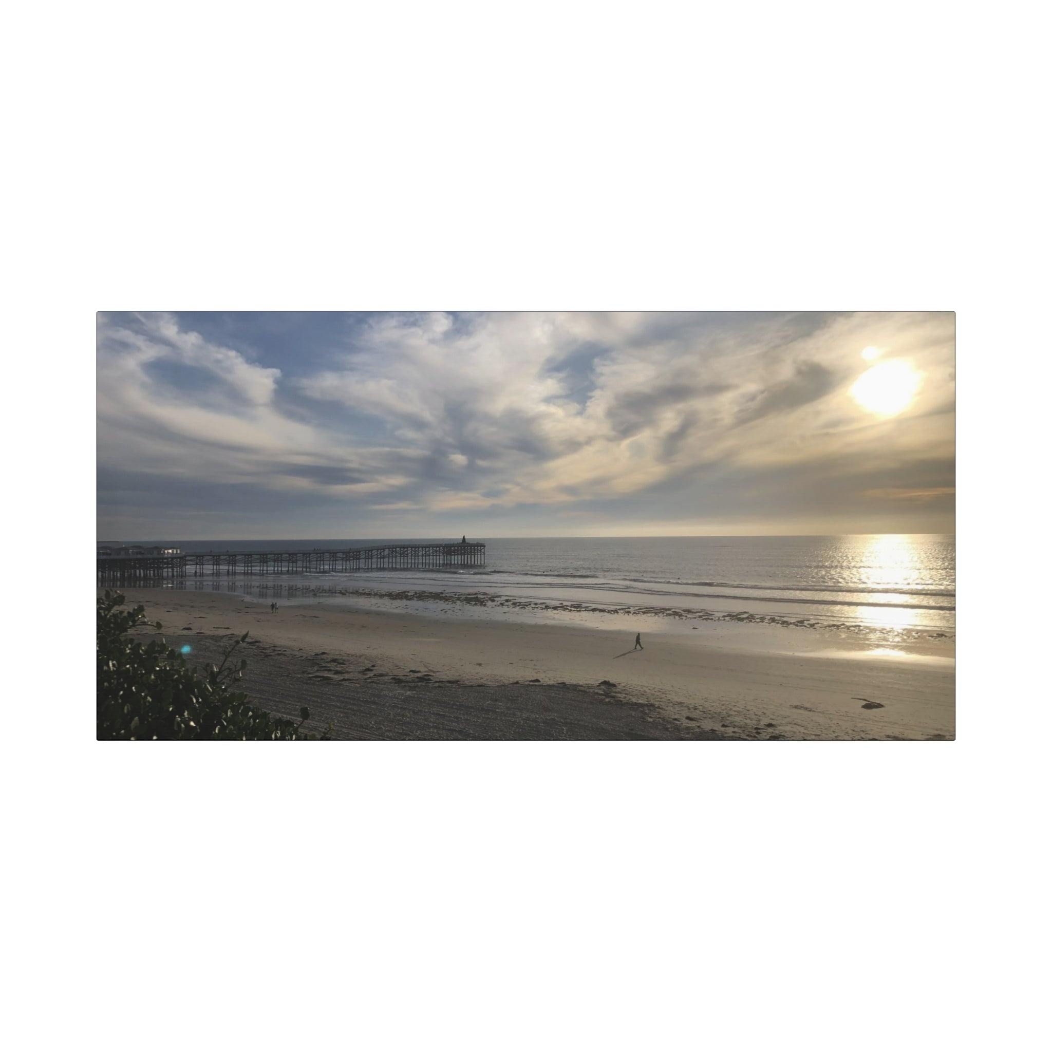 Sunset Pier Beach Canvas Print — Matte Stretched Wall Art