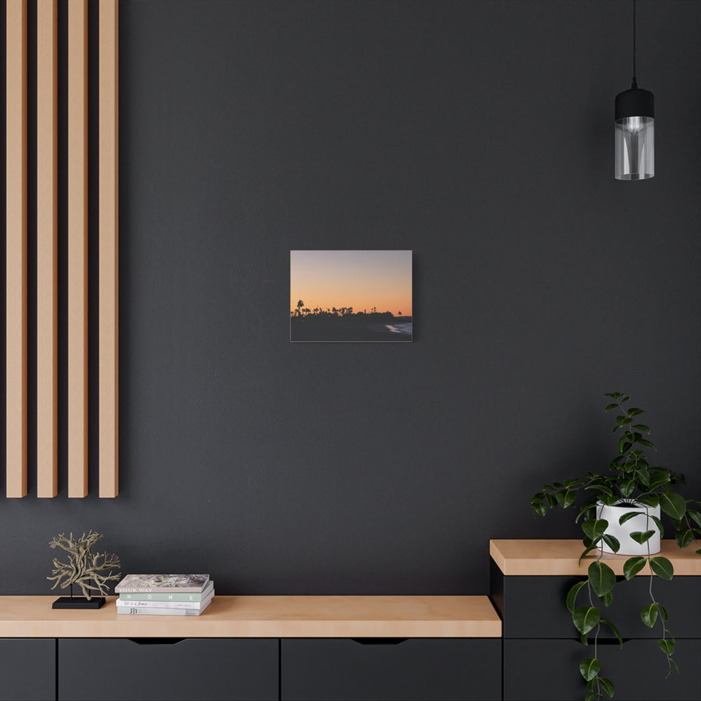 Sunset Beach Silhouette Matte Canvas Print