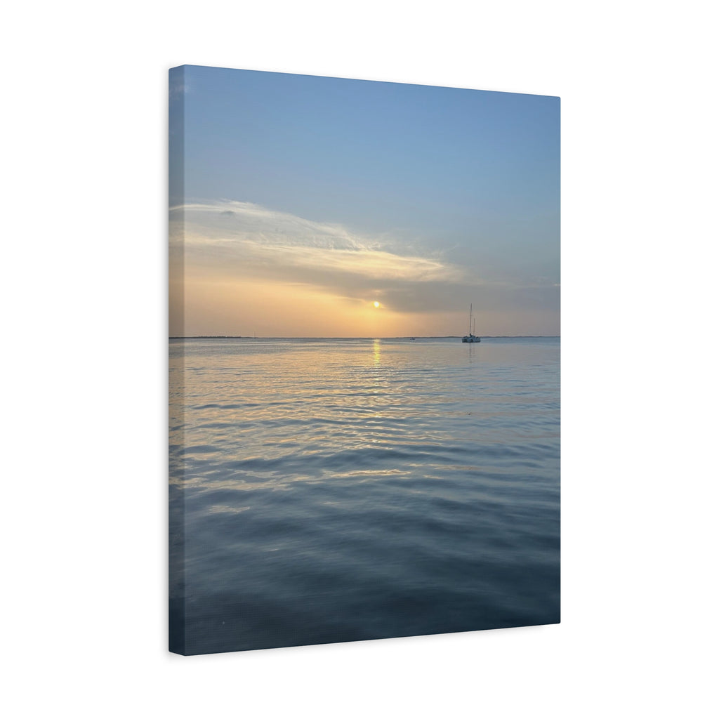Sunset Sail Matte Canvas Print — Tranquil Ocean Wall Art, Stretched 1.25"