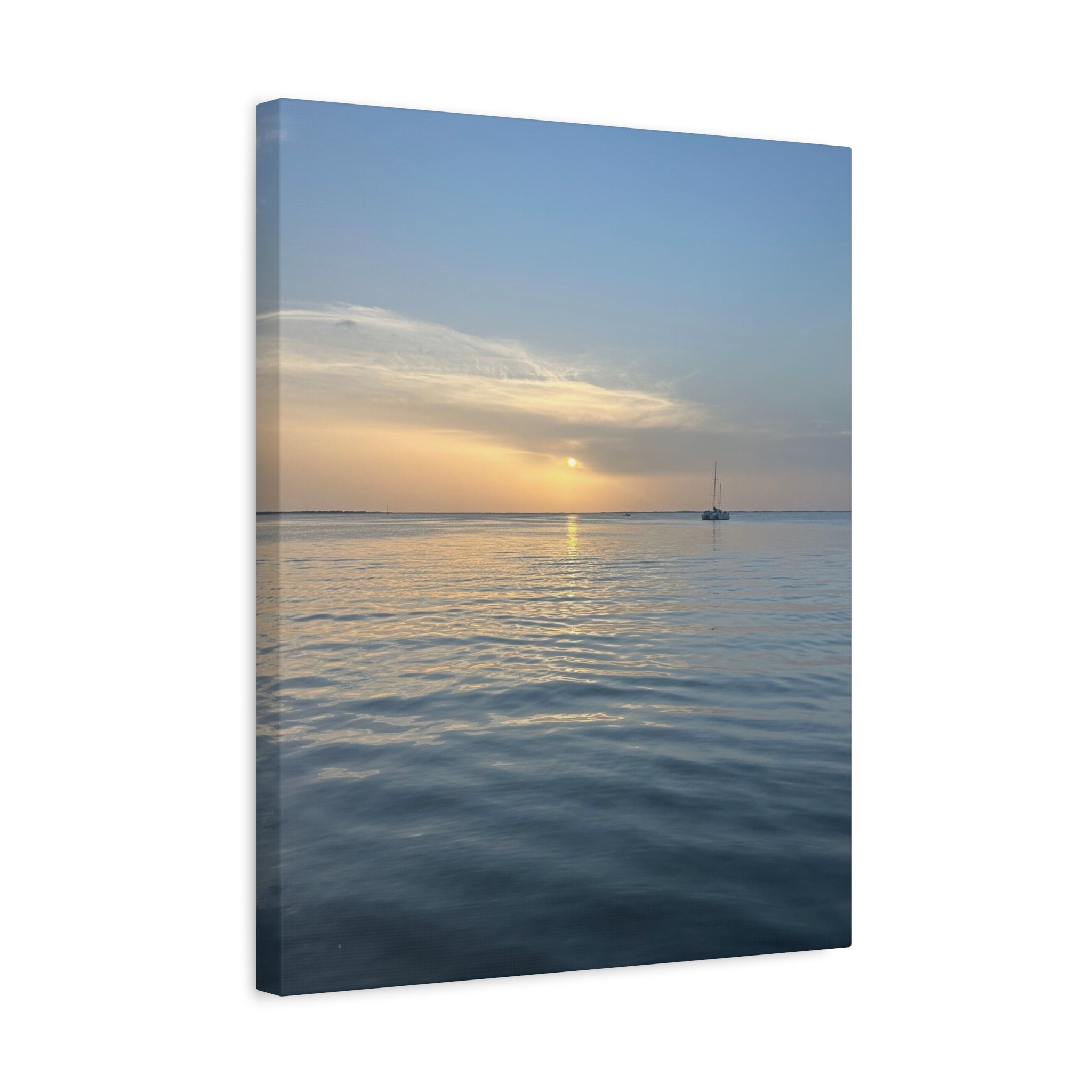 Sunset Sail Matte Canvas Print — Tranquil Ocean Wall Art, Stretched 1.25"