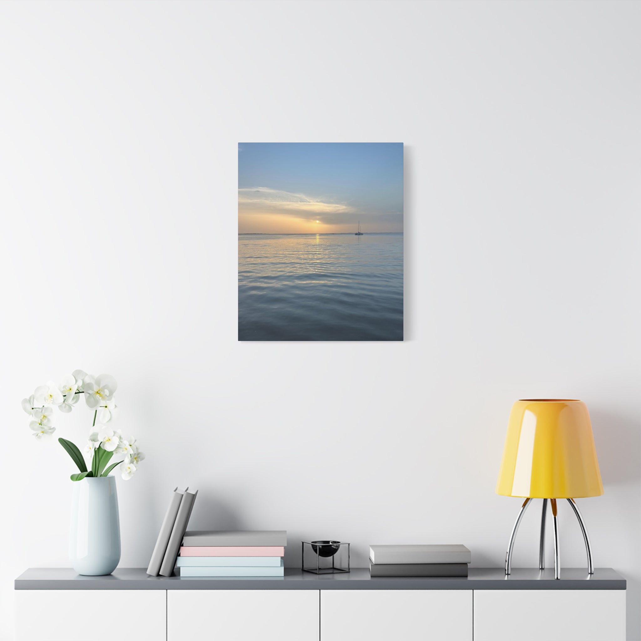 Sunset Sail Matte Canvas Print — Tranquil Ocean Wall Art, Stretched 1.25"