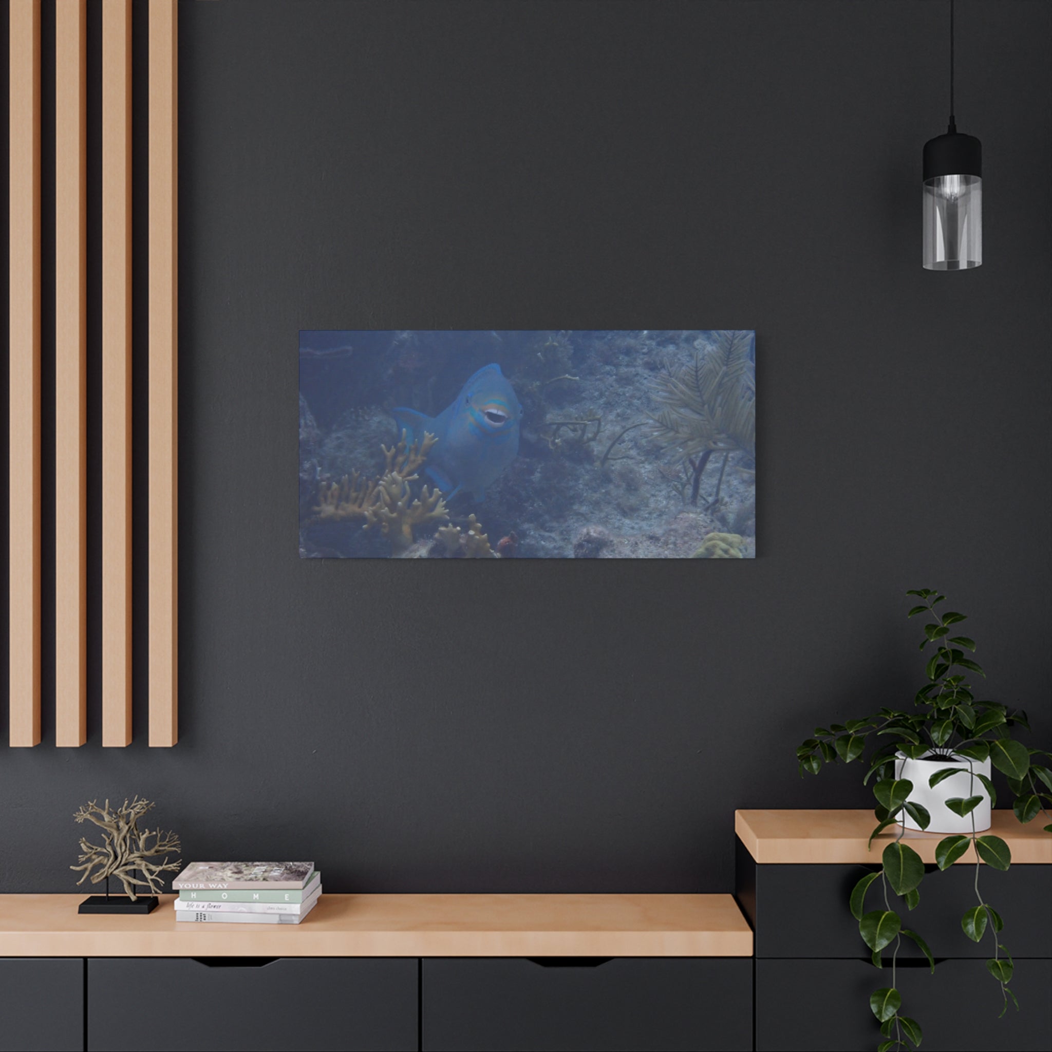 Underwater Parrotfish Canvas Print — Tropical Reef Wall Art