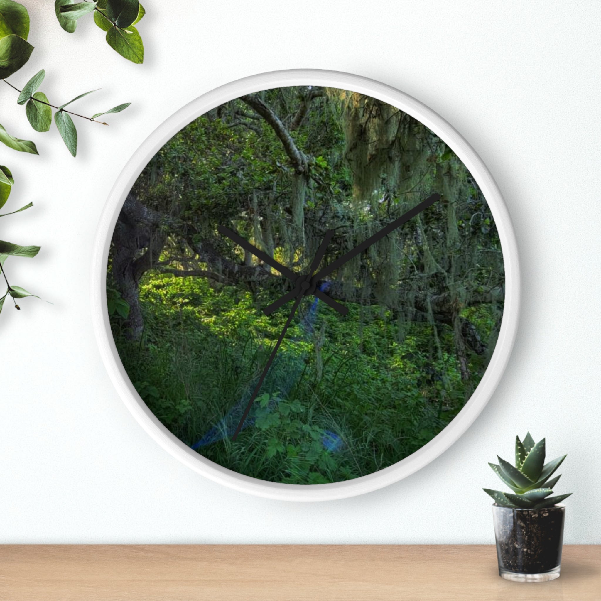 Mossy Forest Wall Clock — Tranquil Green Woodland Timepiece