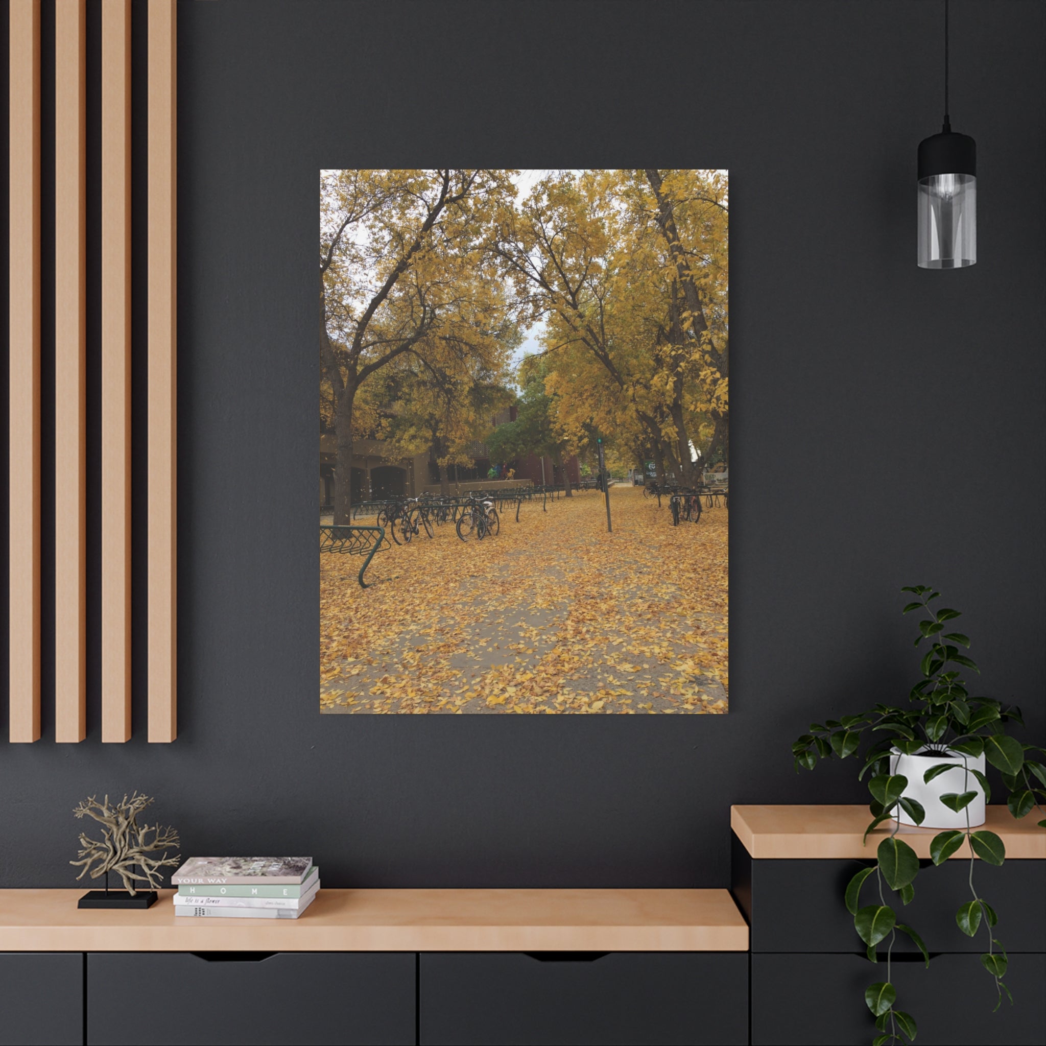 Autumn Campus Walk Matte Canvas Print