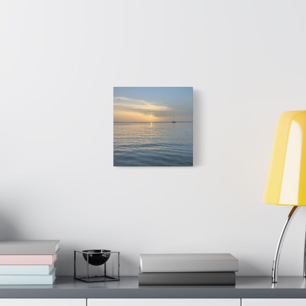 Sunset Sail Matte Canvas Print — Tranquil Ocean Wall Art, Stretched 1.25"