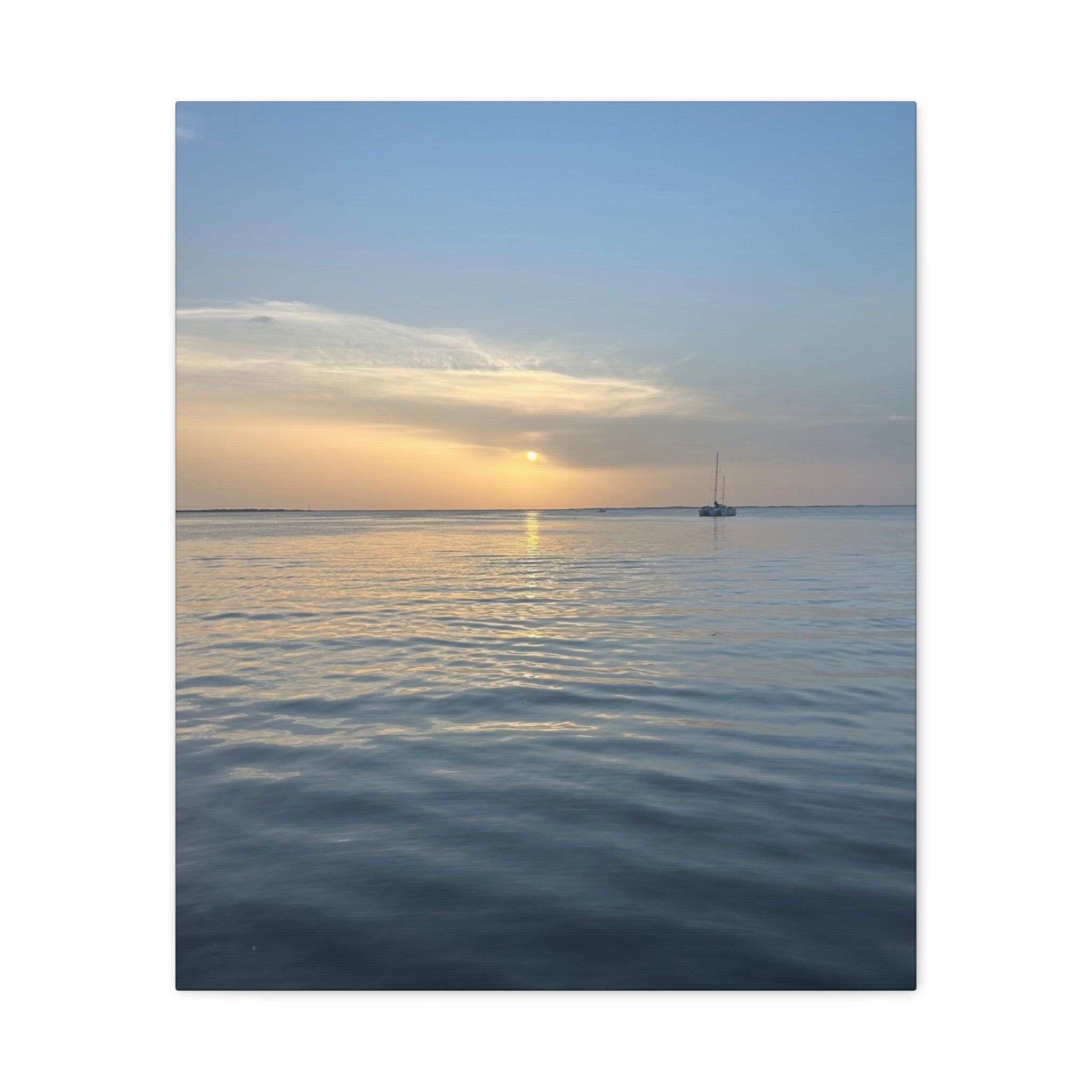 Sunset Sail Matte Canvas Print — Tranquil Ocean Wall Art, Stretched 1.25"