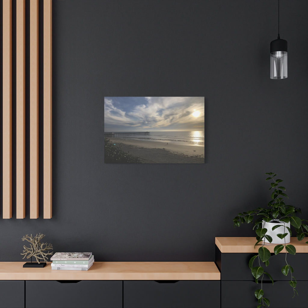 Sunset Pier Beach Canvas Print — Matte Stretched Wall Art